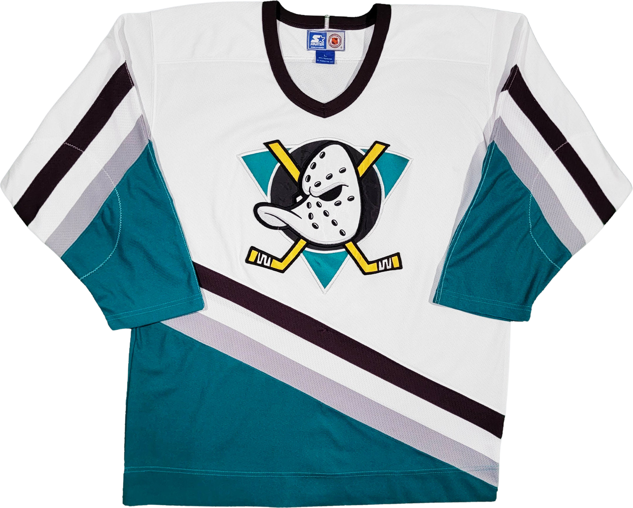 Anaheim Mighty Ducks Vintage 90s Starter Hockey Jersey White and