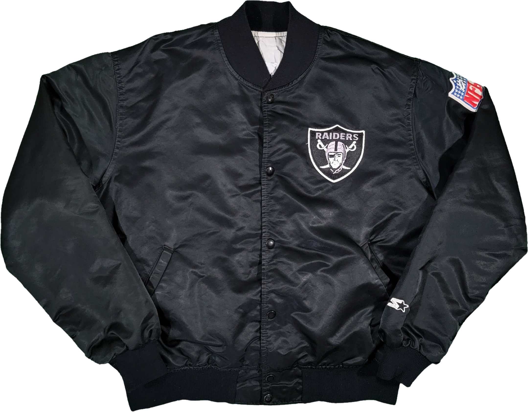 Rare Vintage STARTER Los Angeles Raiders Pro Line Satin Varsity Jacket 80s  90s L