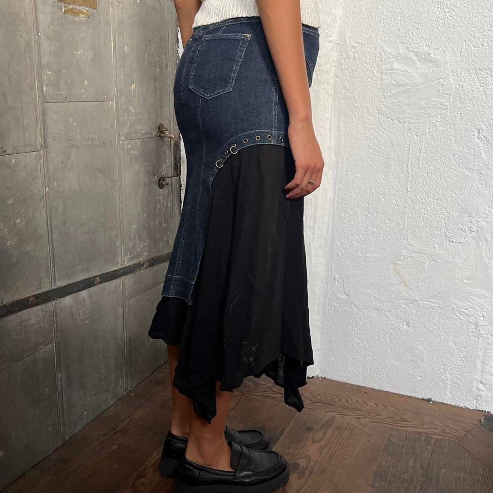 Vintage Pierced Tailored Denim Mermaid Long Skirt by Ritsuko Shirahama |  Shop THRILLING