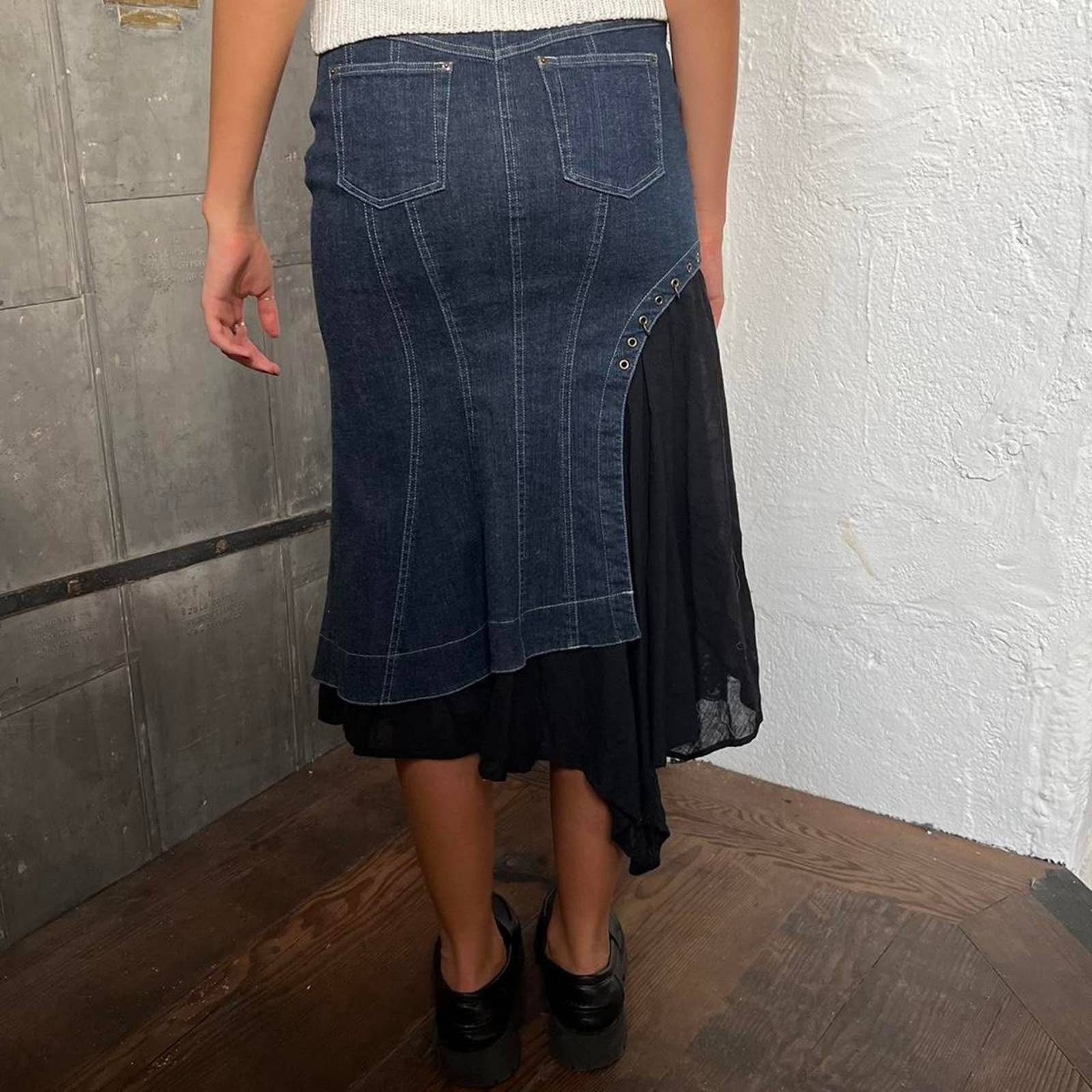 Vintage Pierced Tailored Denim Mermaid Long Skirt by Ritsuko Shirahama |  Shop THRILLING