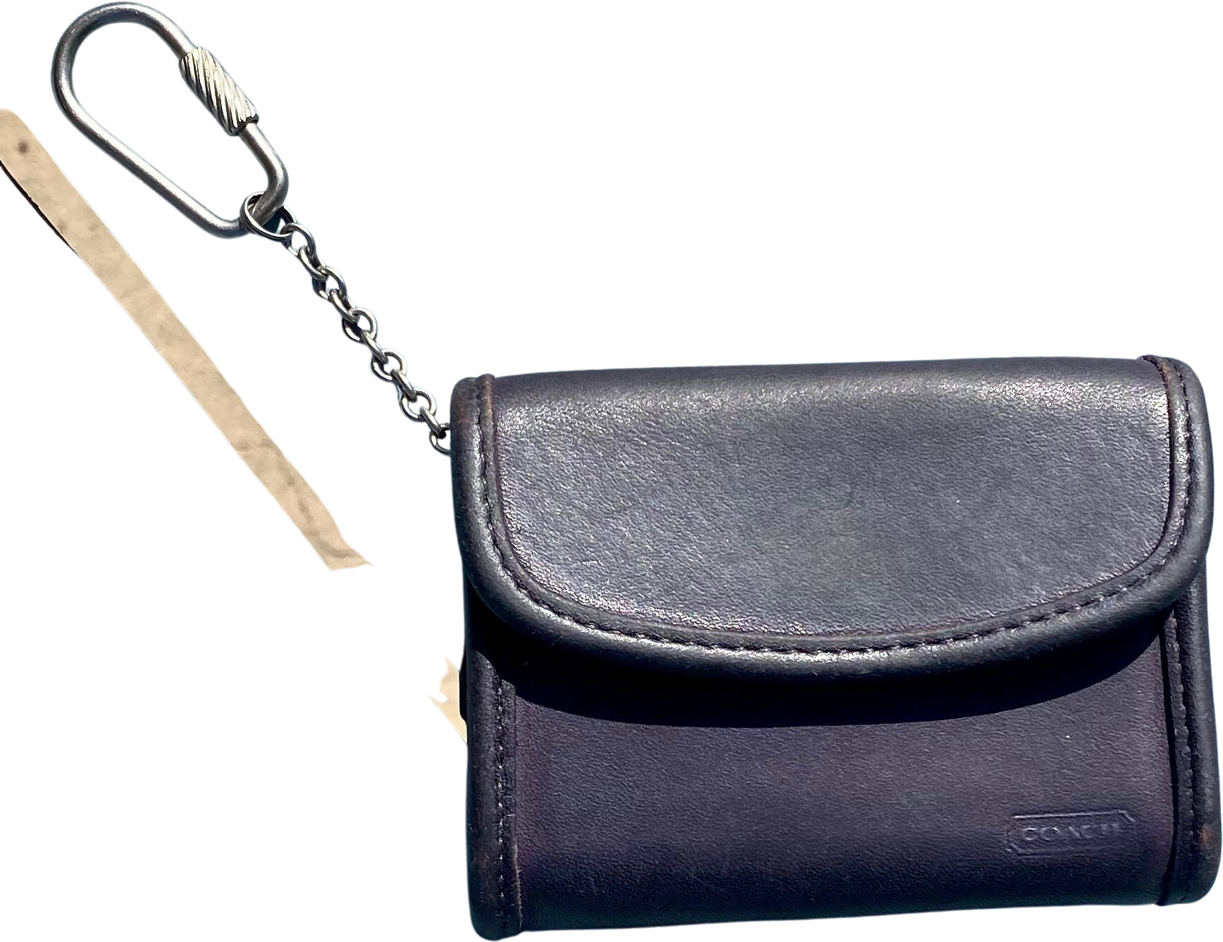 Vintage Coach 90s Multifunction Purse Purple Leather Keychain Wallet b