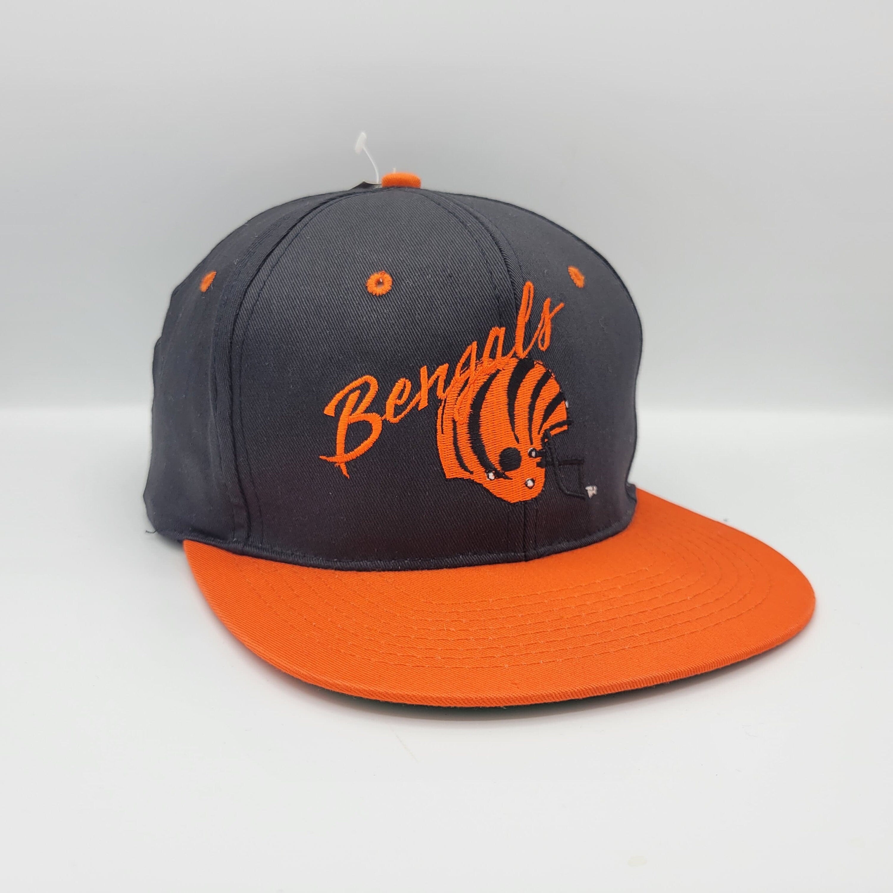 Cincinnati Bengals Vintage 90s Ajd Snapback Hat Nfl Football Black Ora