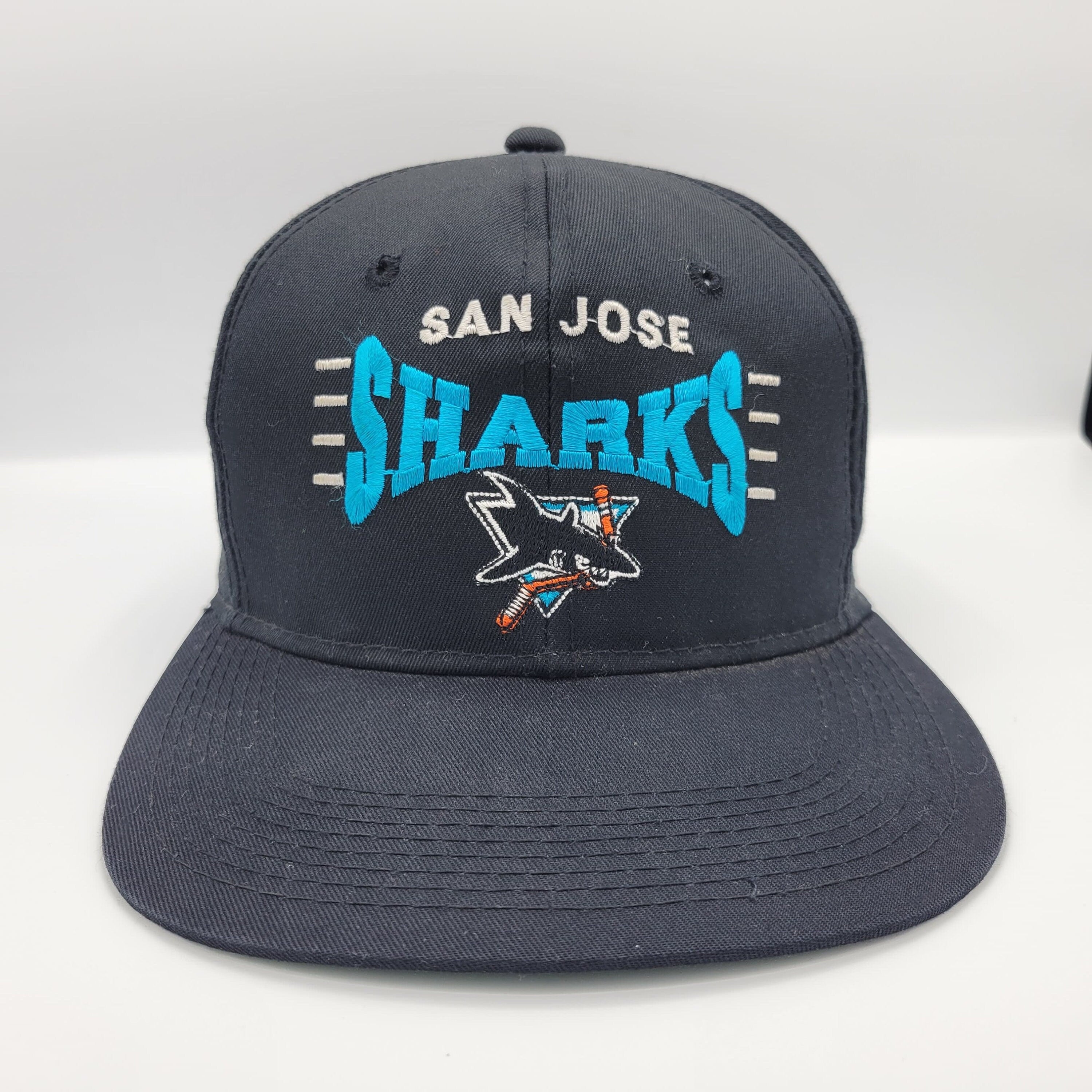 San Jose Sharks Hat Fanatics Authentic NHL Snapback Cap Black Gray Chrome  Flat