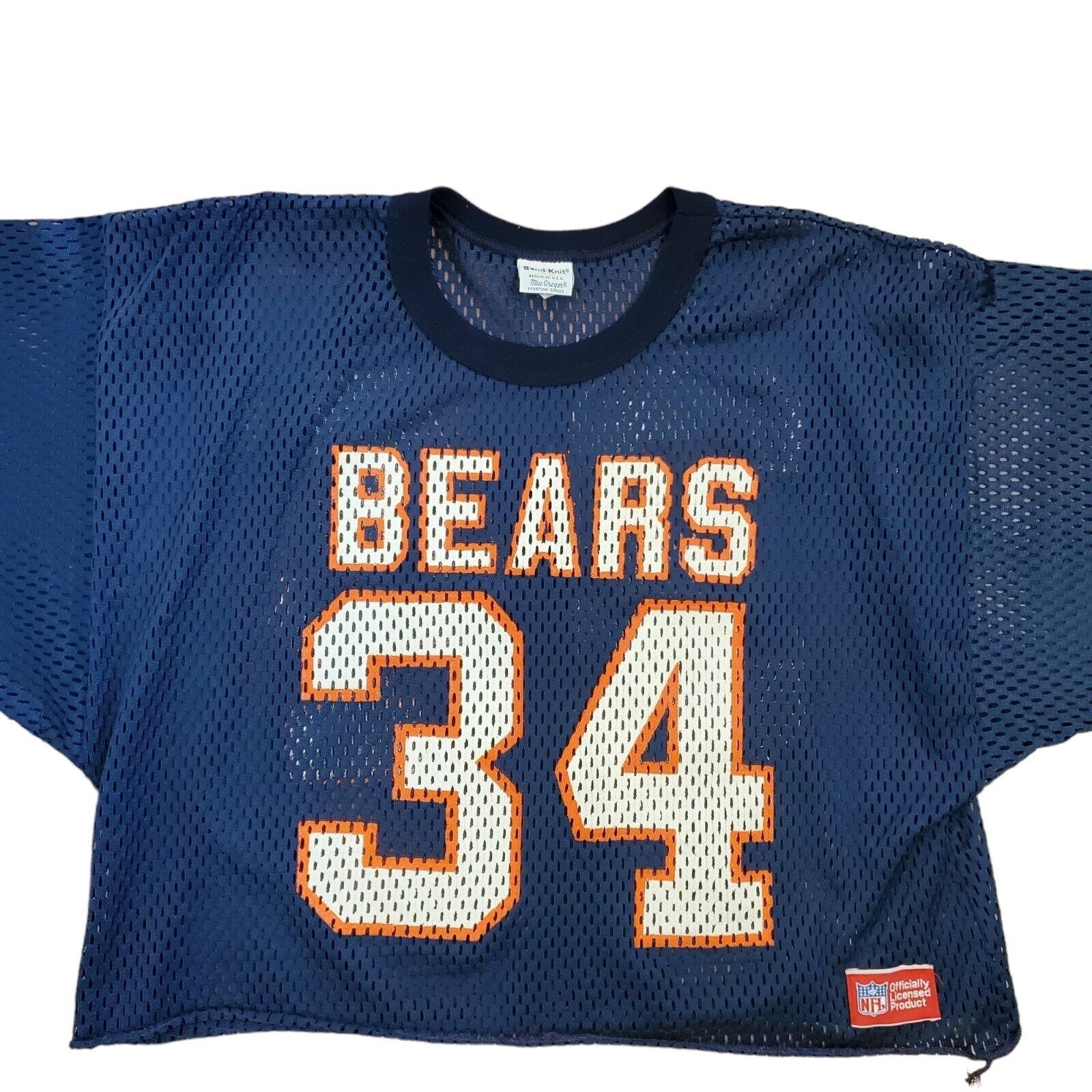 Vintage 80s Chicago Bears Walter Payton Mesh Cropped Jersey Sand Knit