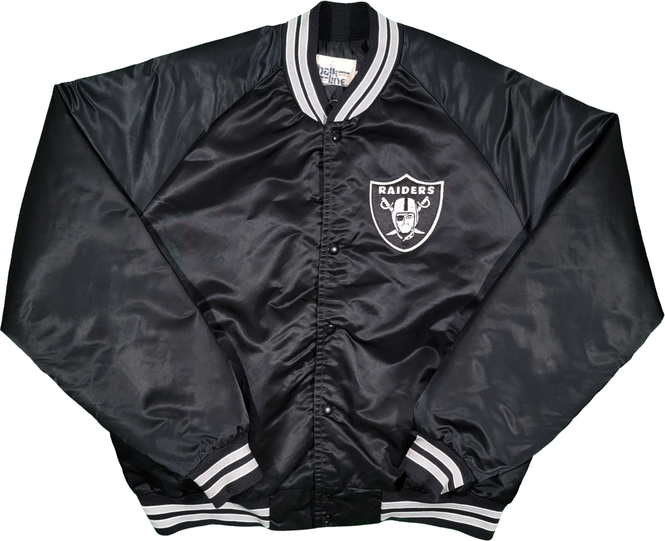 Los Angeles Raiders Vintage 80s Chalk Line Satin Bomber Jacket Nfl Foo