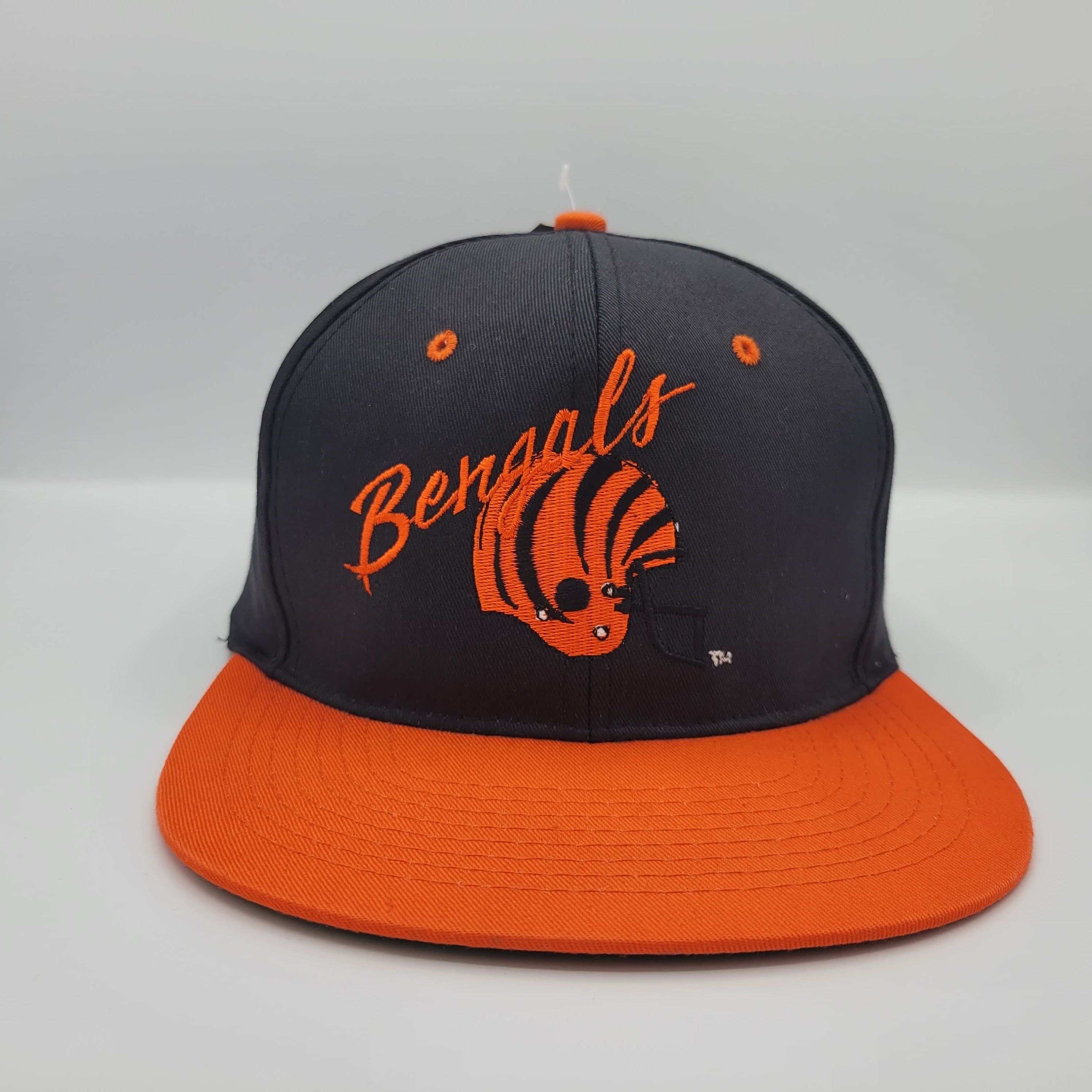 Cincinnati Bengals Vintage 90s Ajd Snapback Hat Nfl Football Black Ora