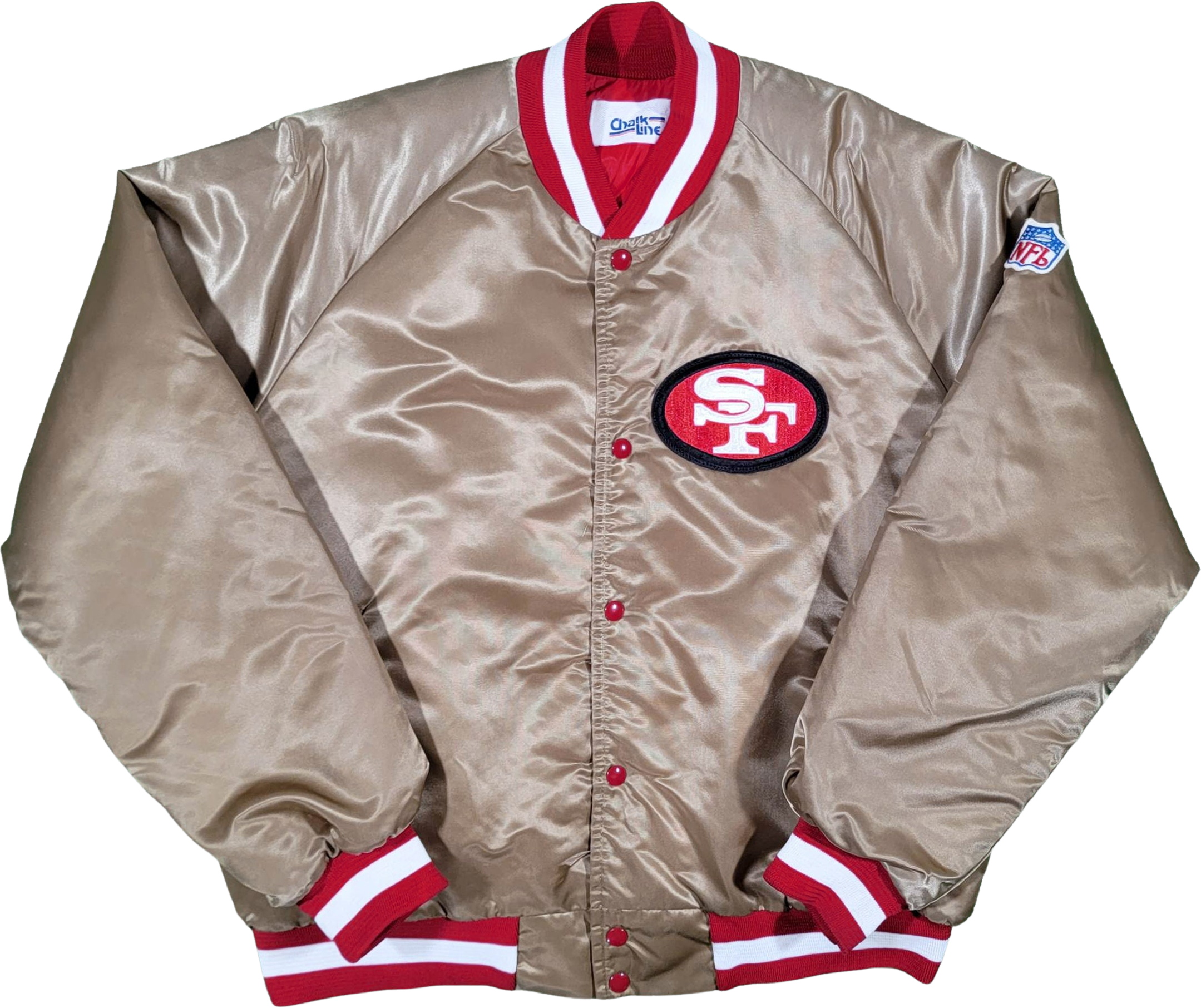 San Francisco 49ers Vintage 80s Chalk Line Satin Bomber Jacket Nfl Foo