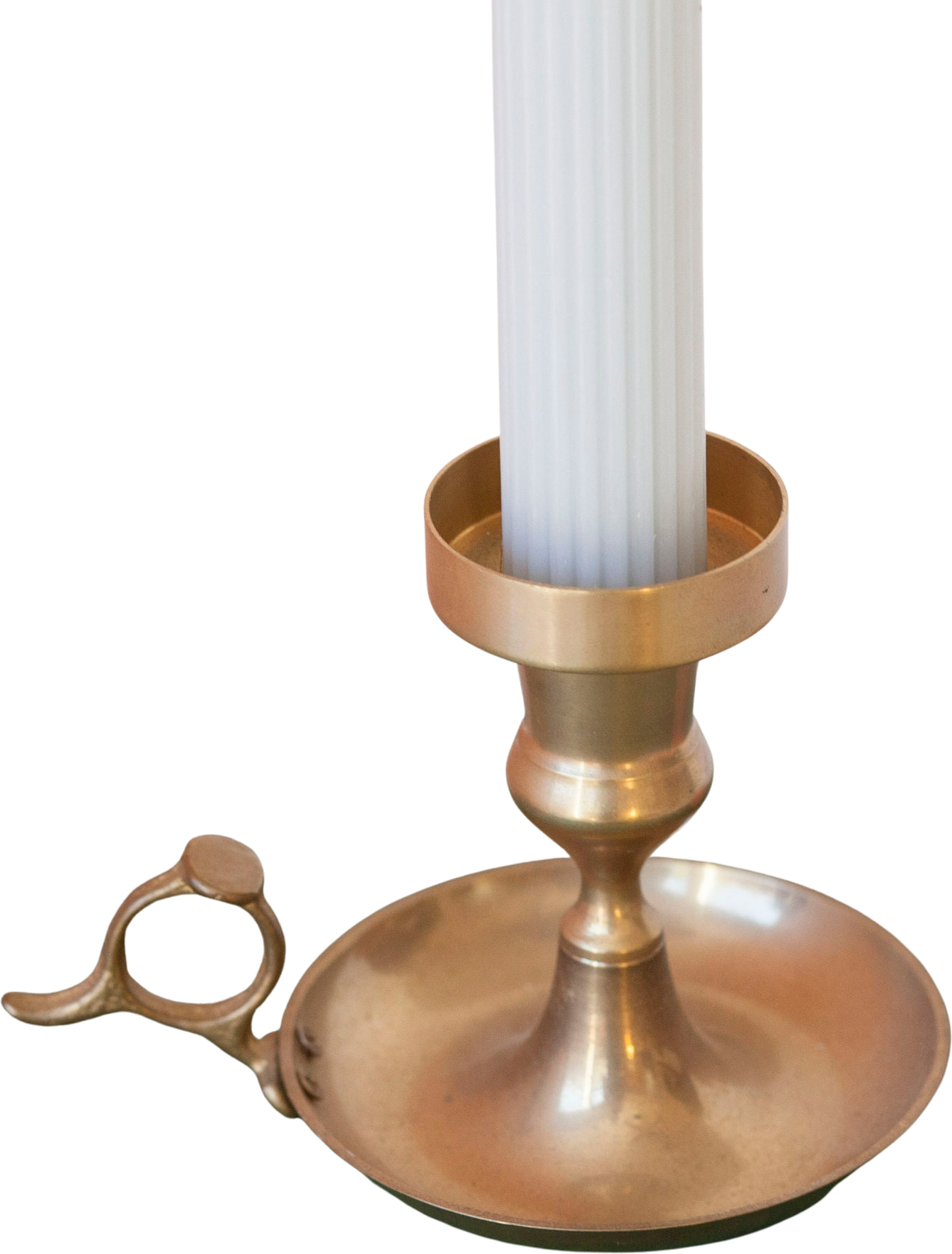 Vintage Brass Chamberstick Single Old Fashioned Candle Holder With Han Shop Thrilling 4582