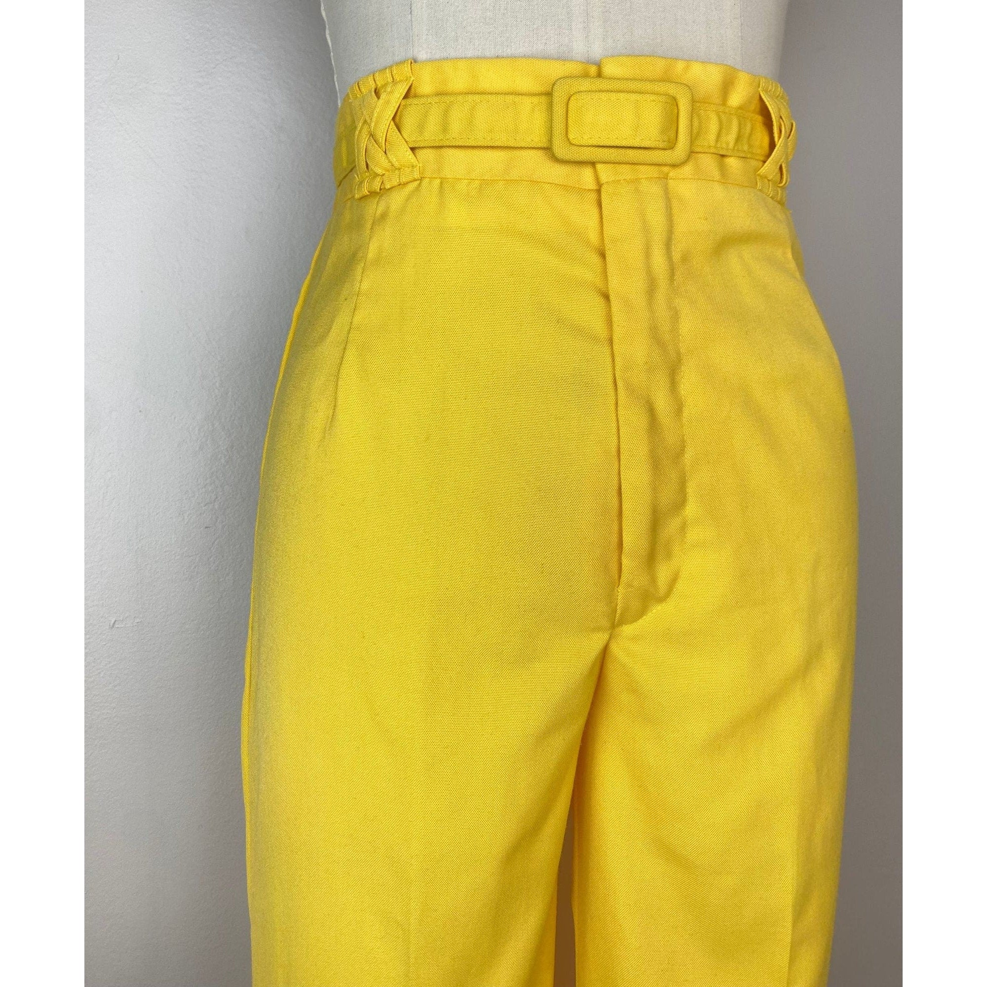 Vintage 70s Yellow Bell Bottom Pants by Casual Corner Shop THRILLING