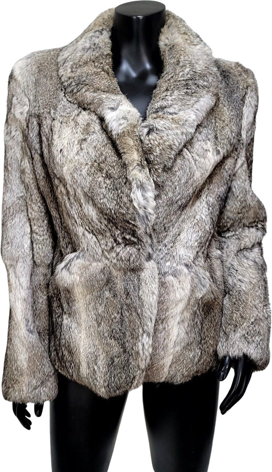Vintage 80s Chill Chasers Womens M Grey Rabbit Fur Coat Short Soft -   Canada
