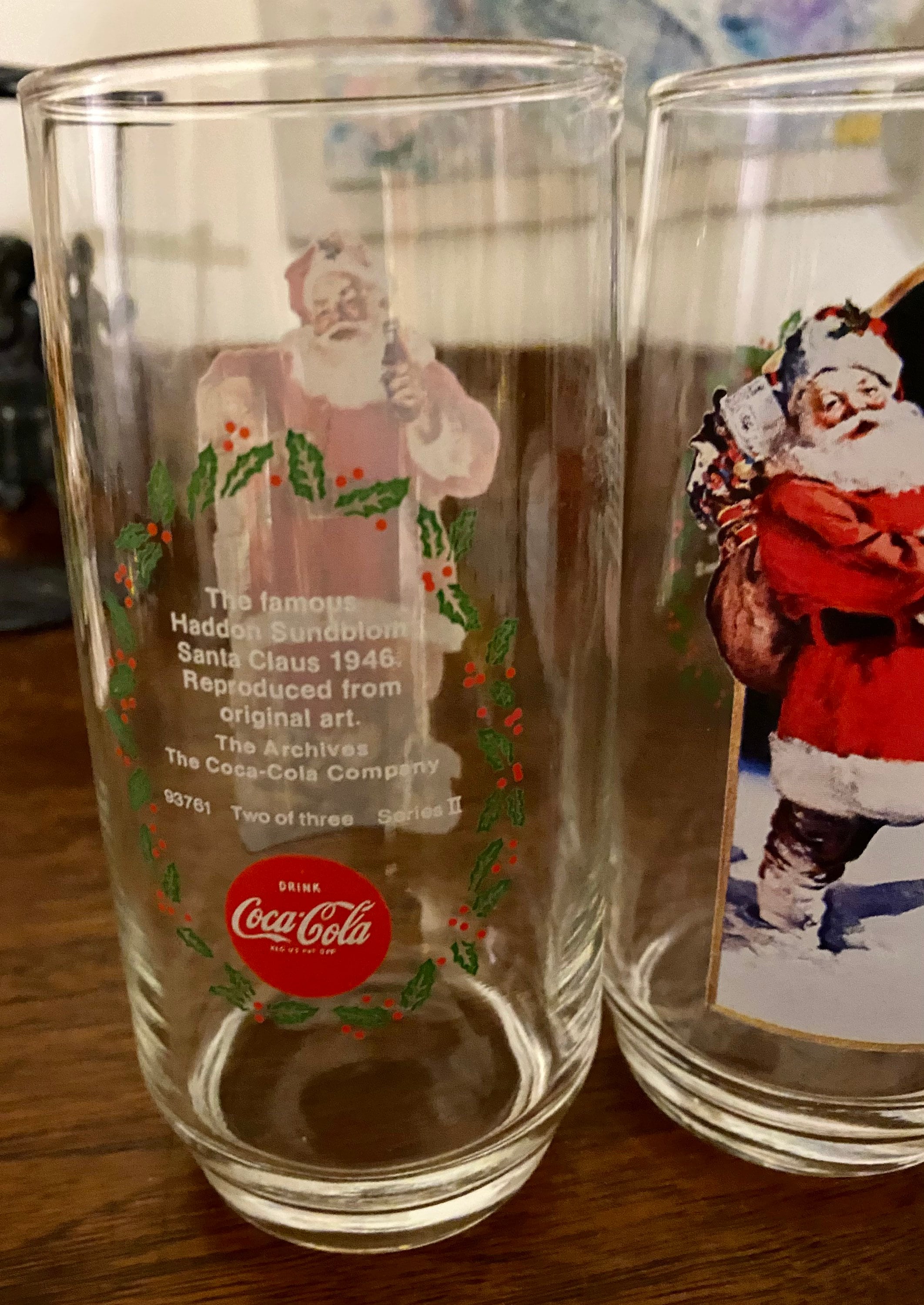Vintage Holly Hobby Coca Cola Christmas Drinking Glasses Set Of 2