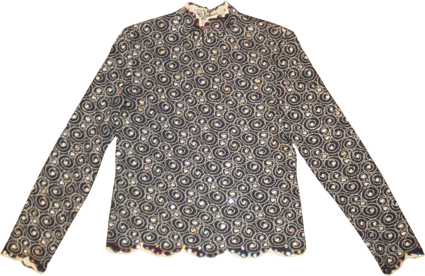St John Santana Knit Vintage Mock Neck Sweater Paillettes Medium