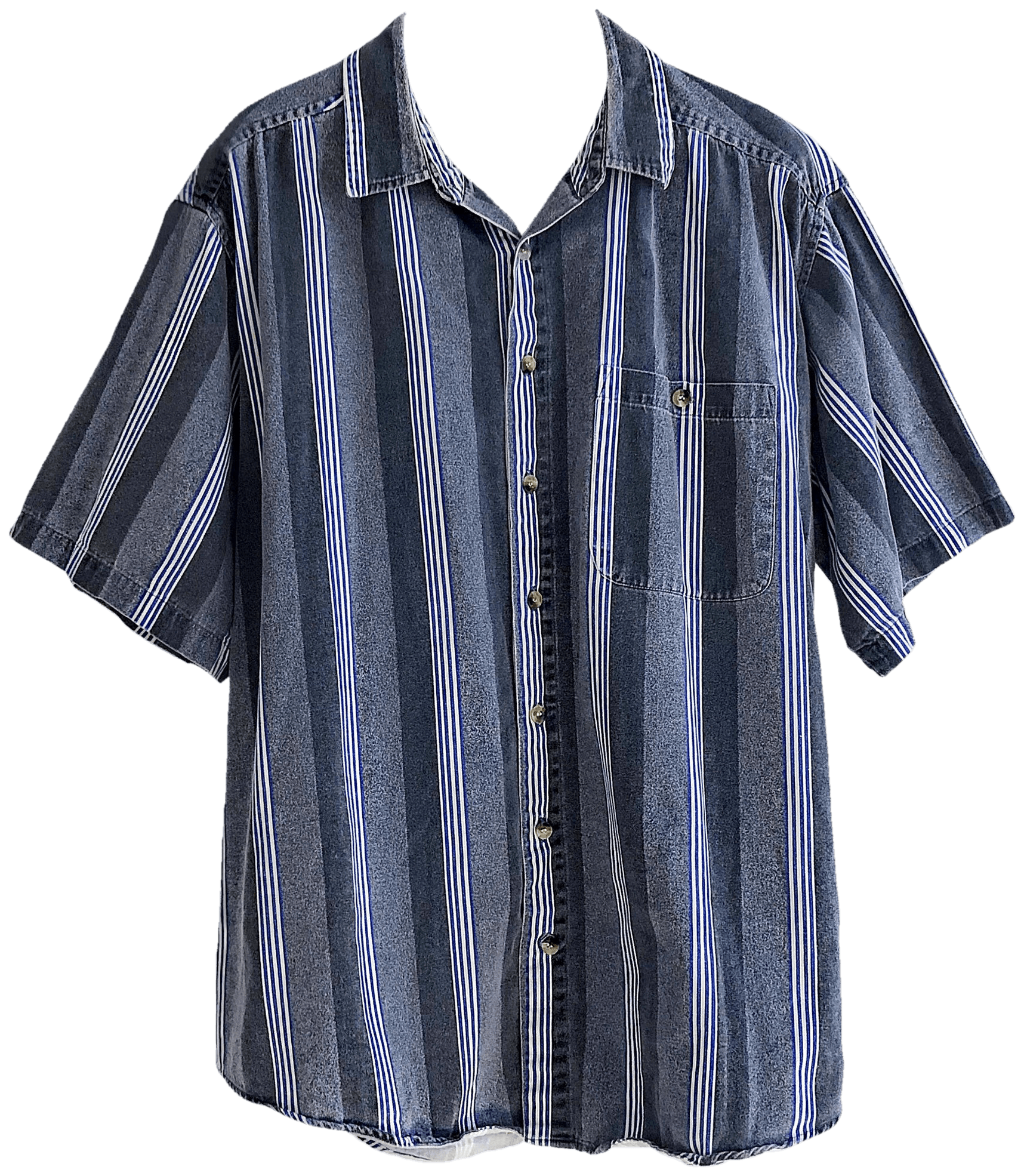Chambray Striped Button Down-Dark