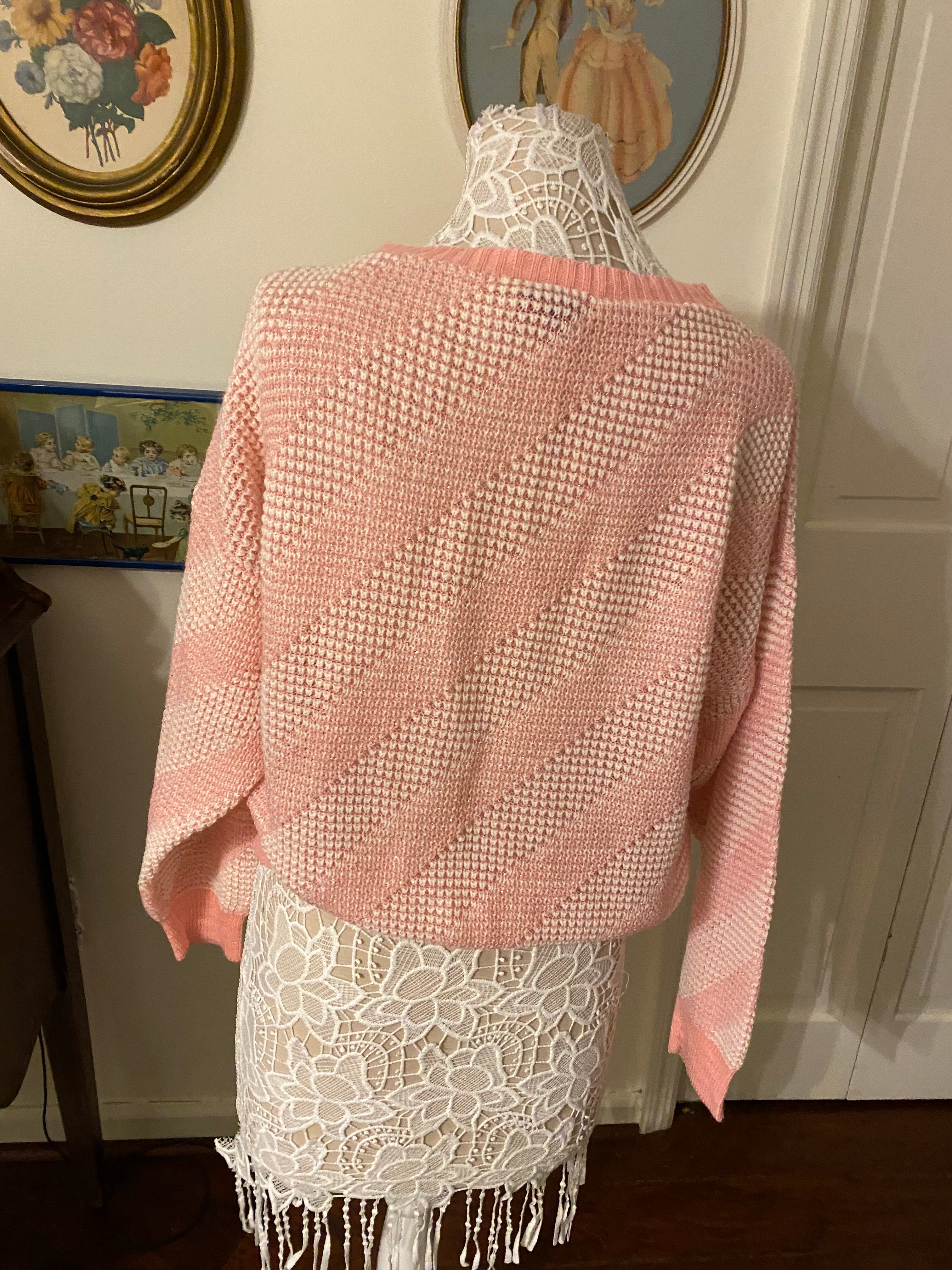 Vintage 80s Pink / White Fairy Kei Sweater W Sparkle Thread By Centennial  Knit | Shop THRILLING