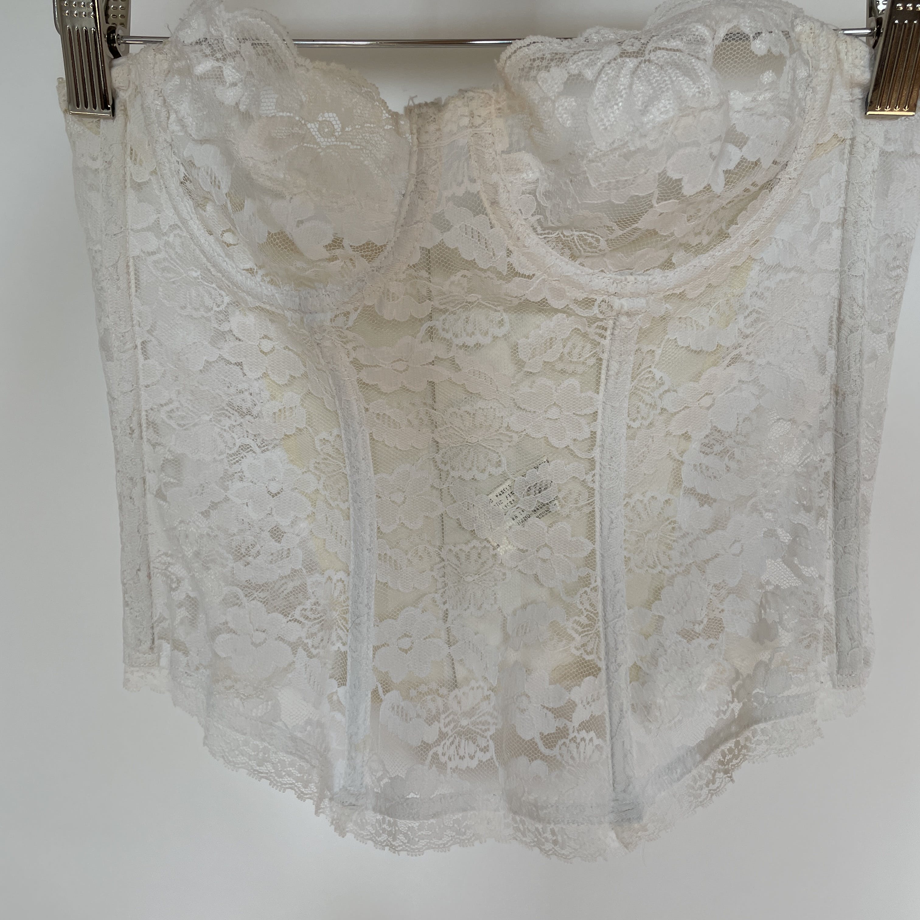 Vintage 70's White Lace Bustier Corset by Dolores For Poirette