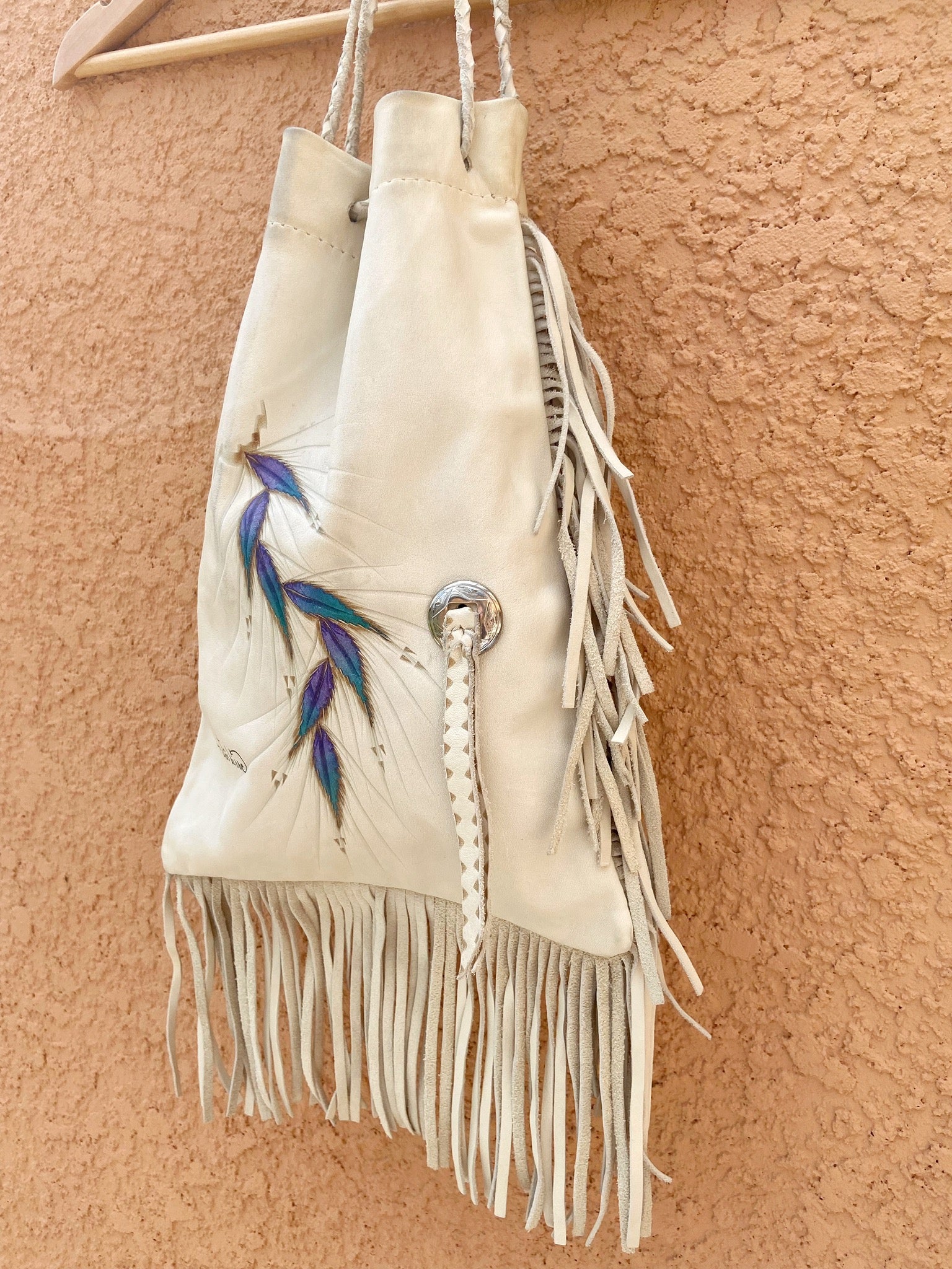 NAVAJO LEATHER BAG, Indian Fringe Banjara Bag, Native American