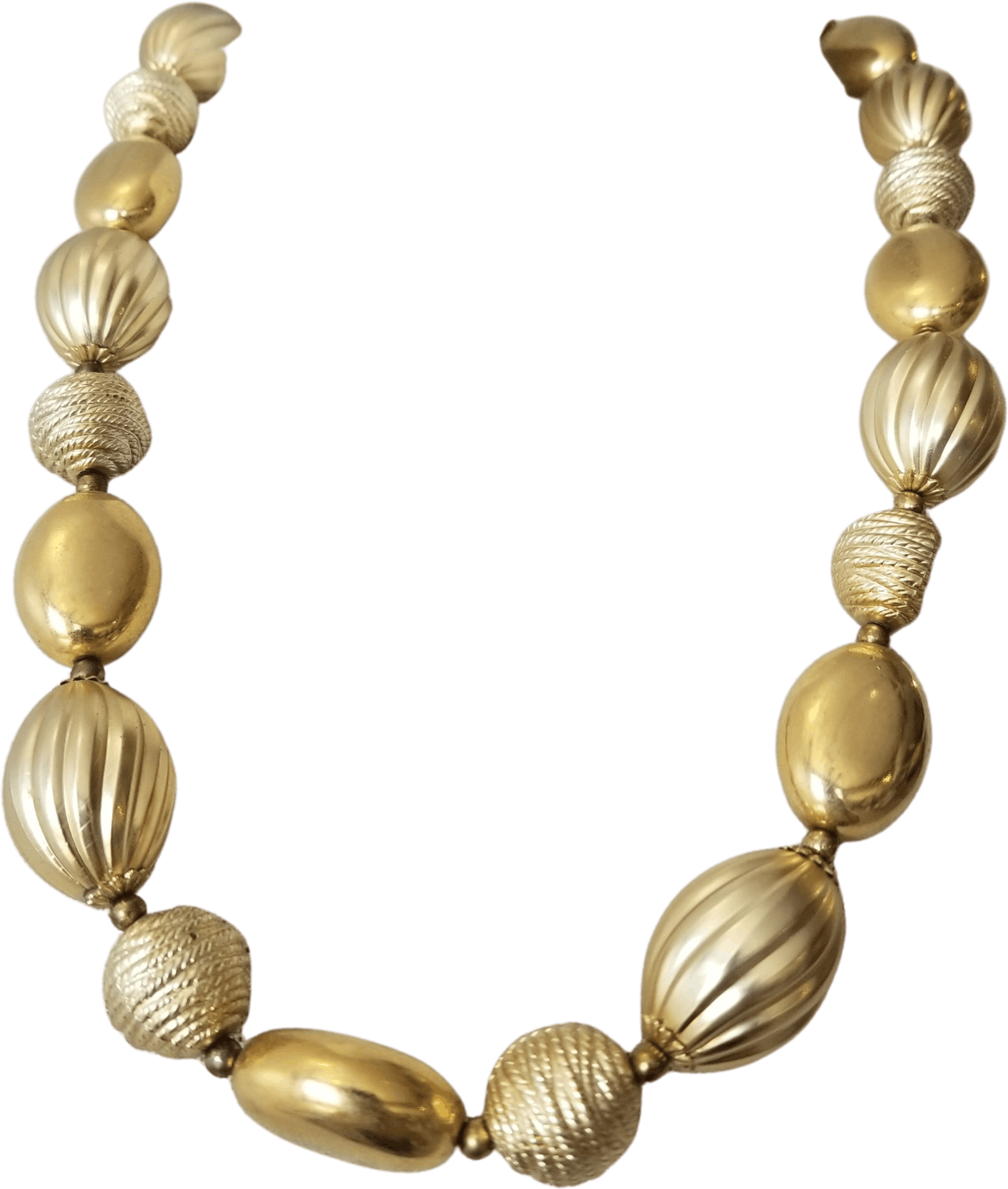 Vintage Large Beaded Gold Necklace Shop THRILLING