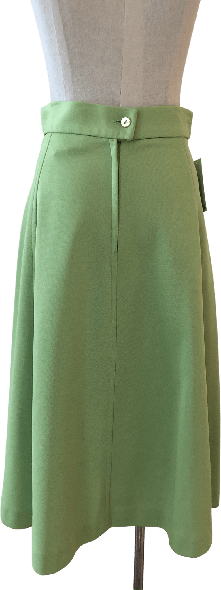 Vintage Light Green Midi Skirt with Stitching Detail by Chateau Du