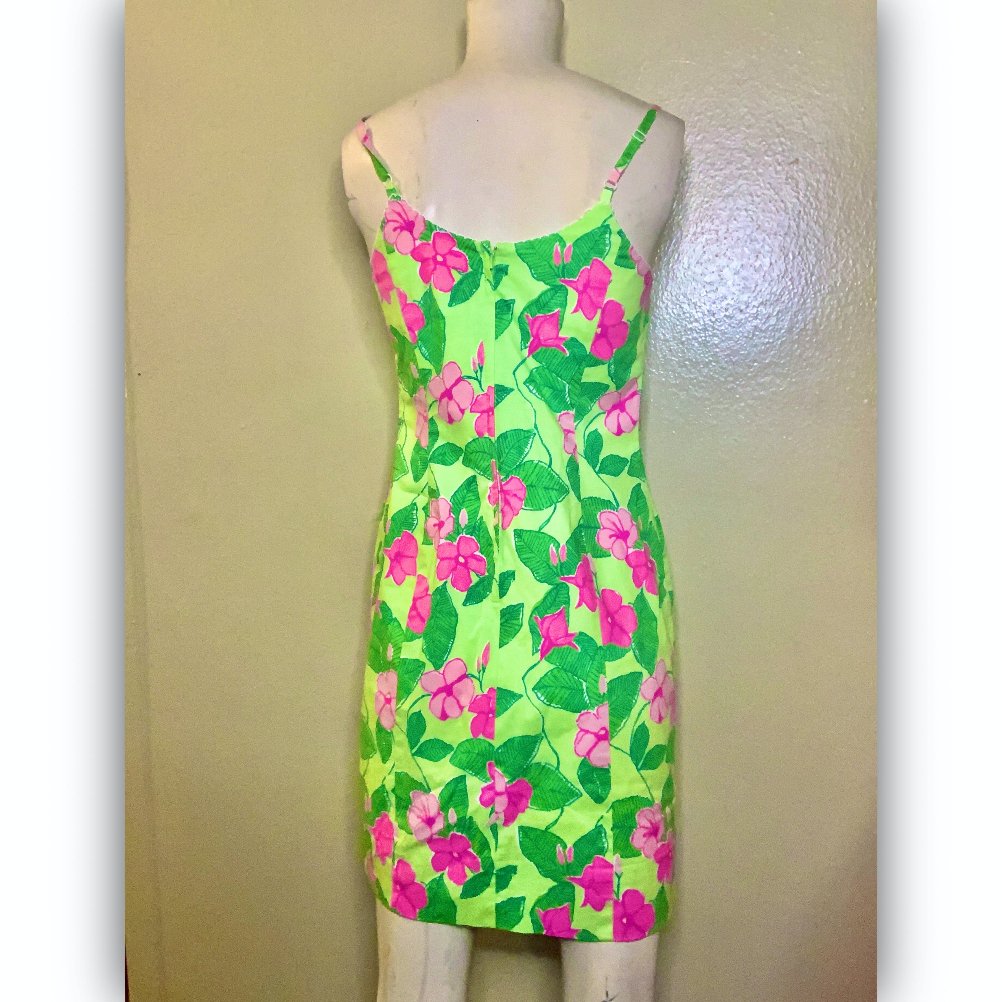 Vintage Lilly Pulitzer Neon Floral 00’s Summer Dress Sz 2
