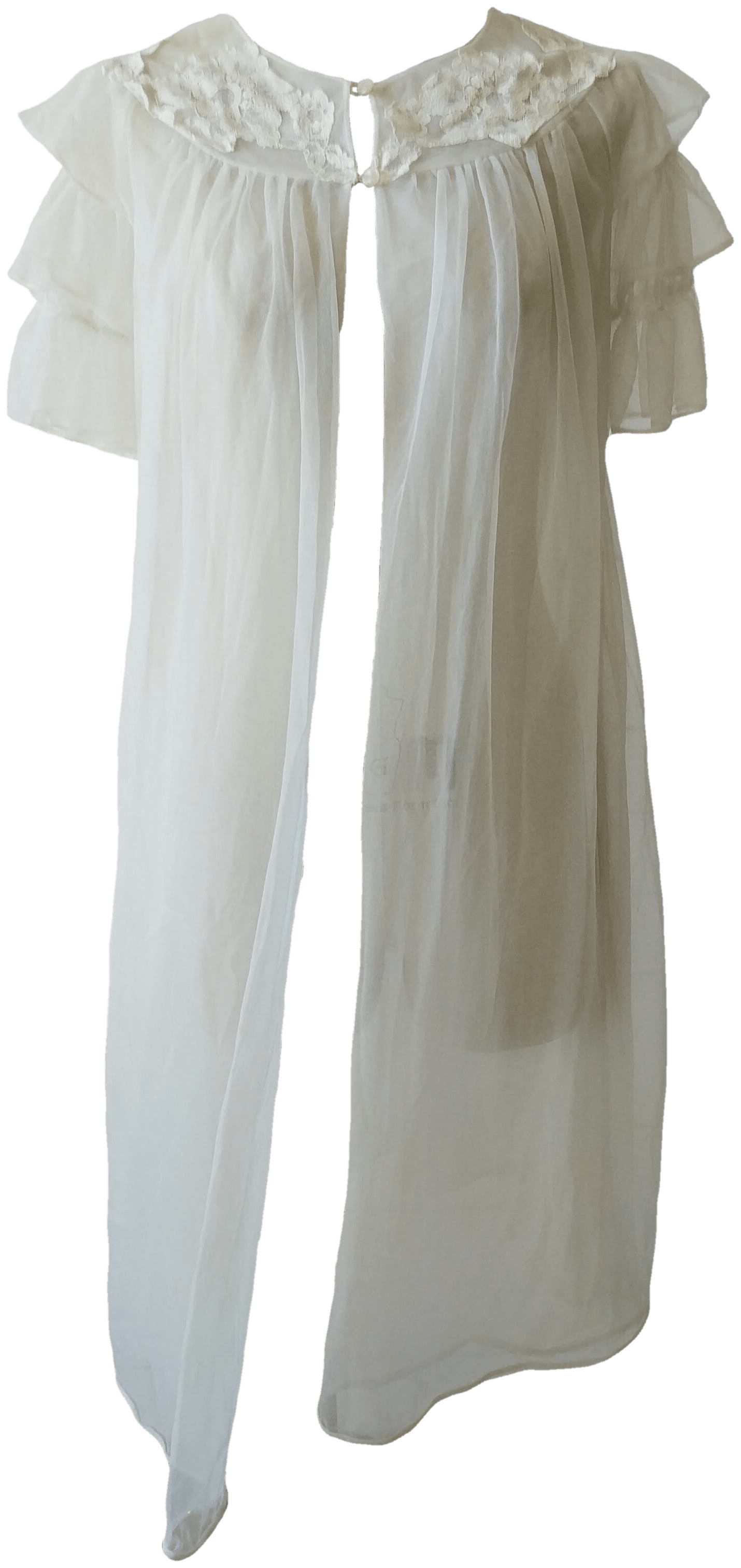 Vintage 1960's Sheer White Nightie Cover Bed Jacket Medium 