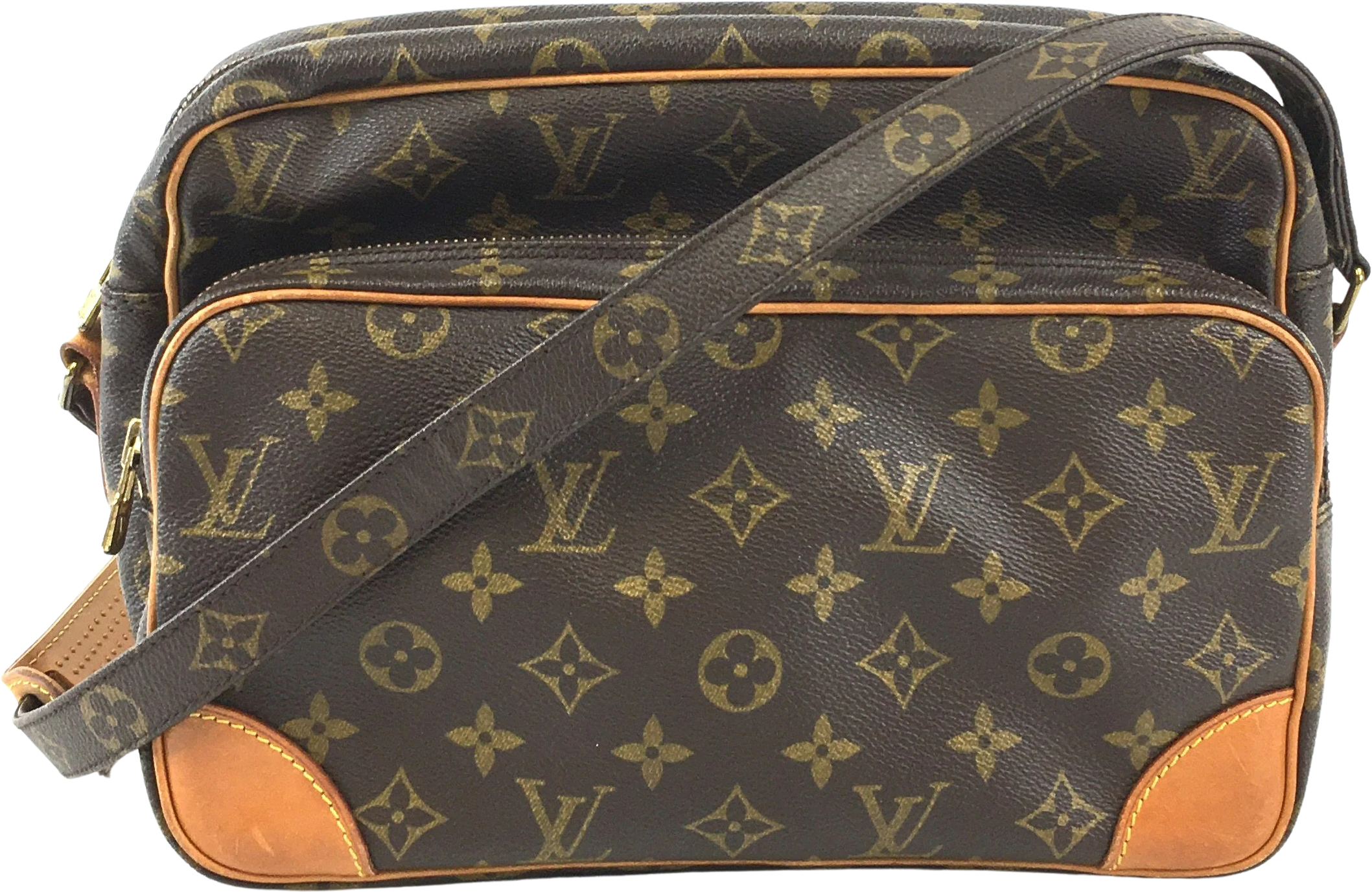 LOUIS VUITTON vintage double bag in brown monogram canvas and