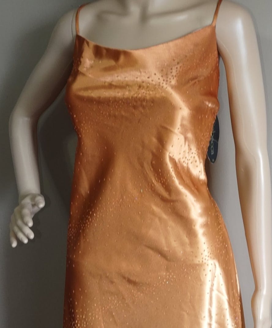 Vintage 90's Golden Maxi Prom Dress by Rebecca Usa