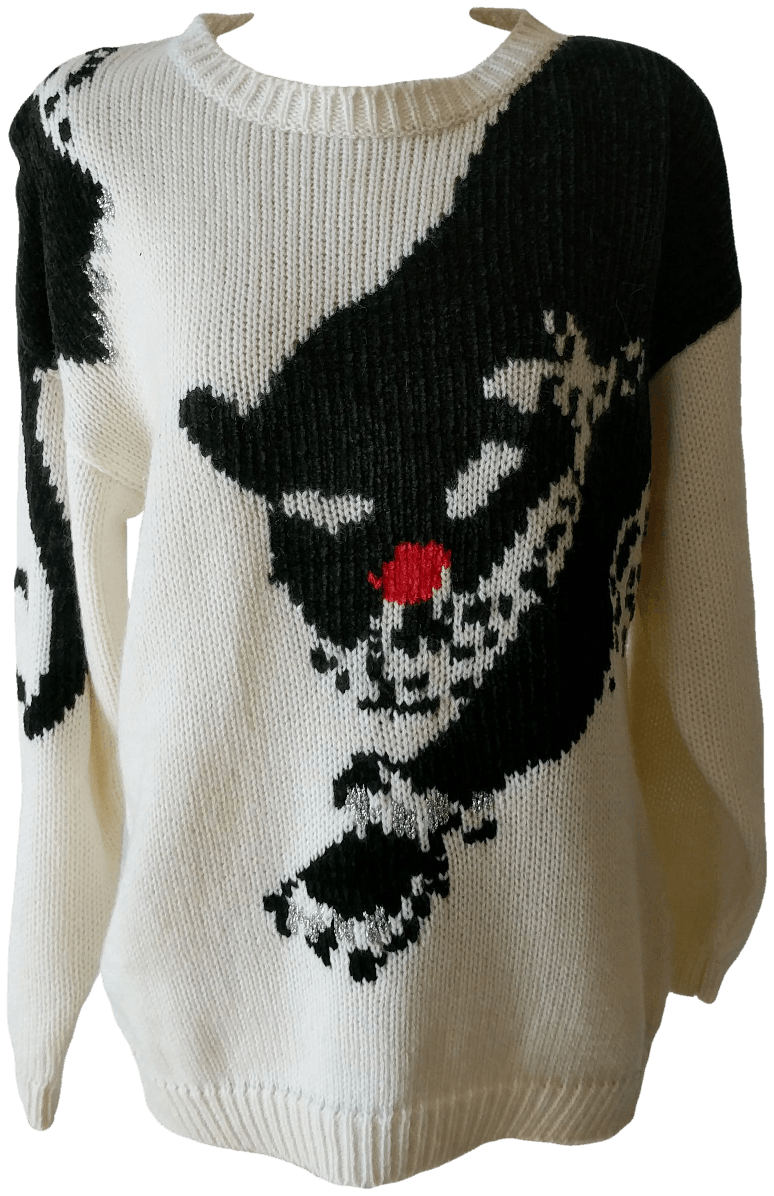 Vintage Cream and Black Knit Cat Sweater by Carducci Shop THRILLING