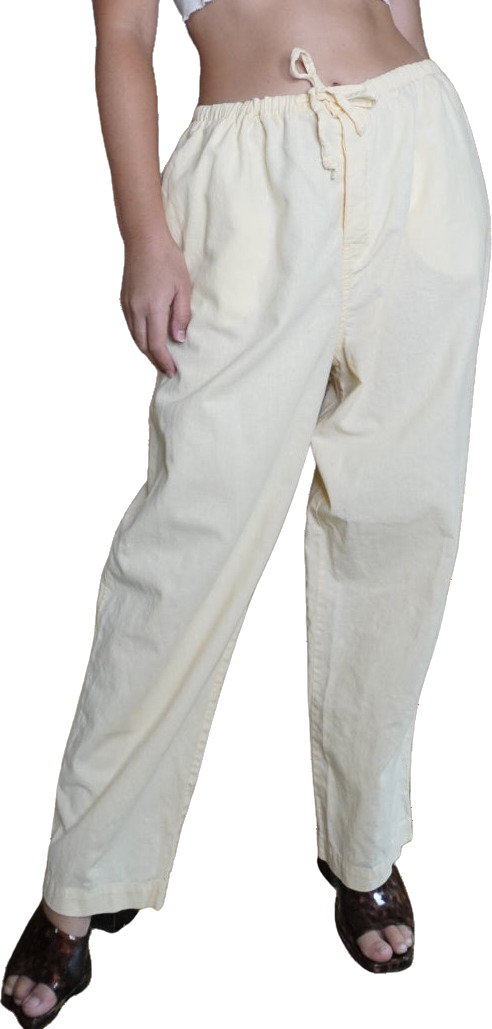 Vintage Pale Yellow Cotton Trouser by Basic Editions