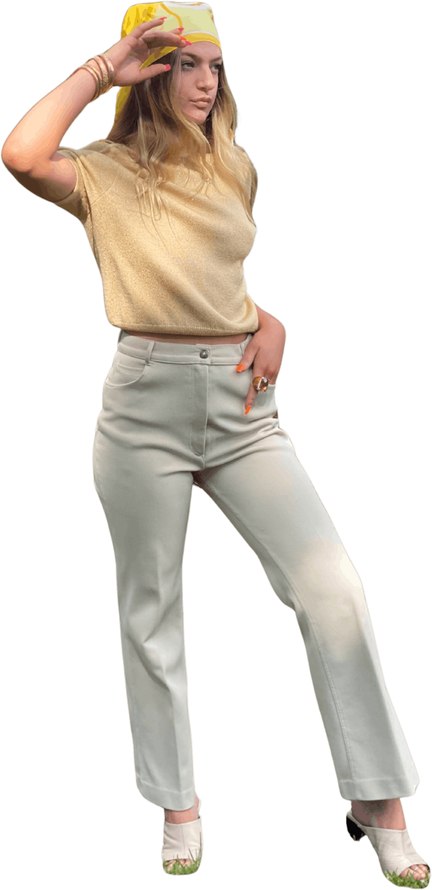 Wide Leg Sears High Waisted Pants 1970s Sears Jr Black And White