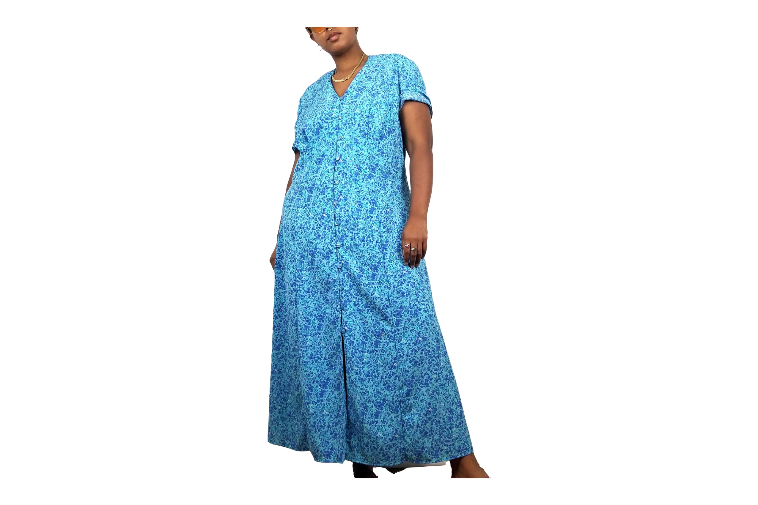 Plus Size Cottagecore Vintage 90's Blue Maxi Dress by Lady Dorby