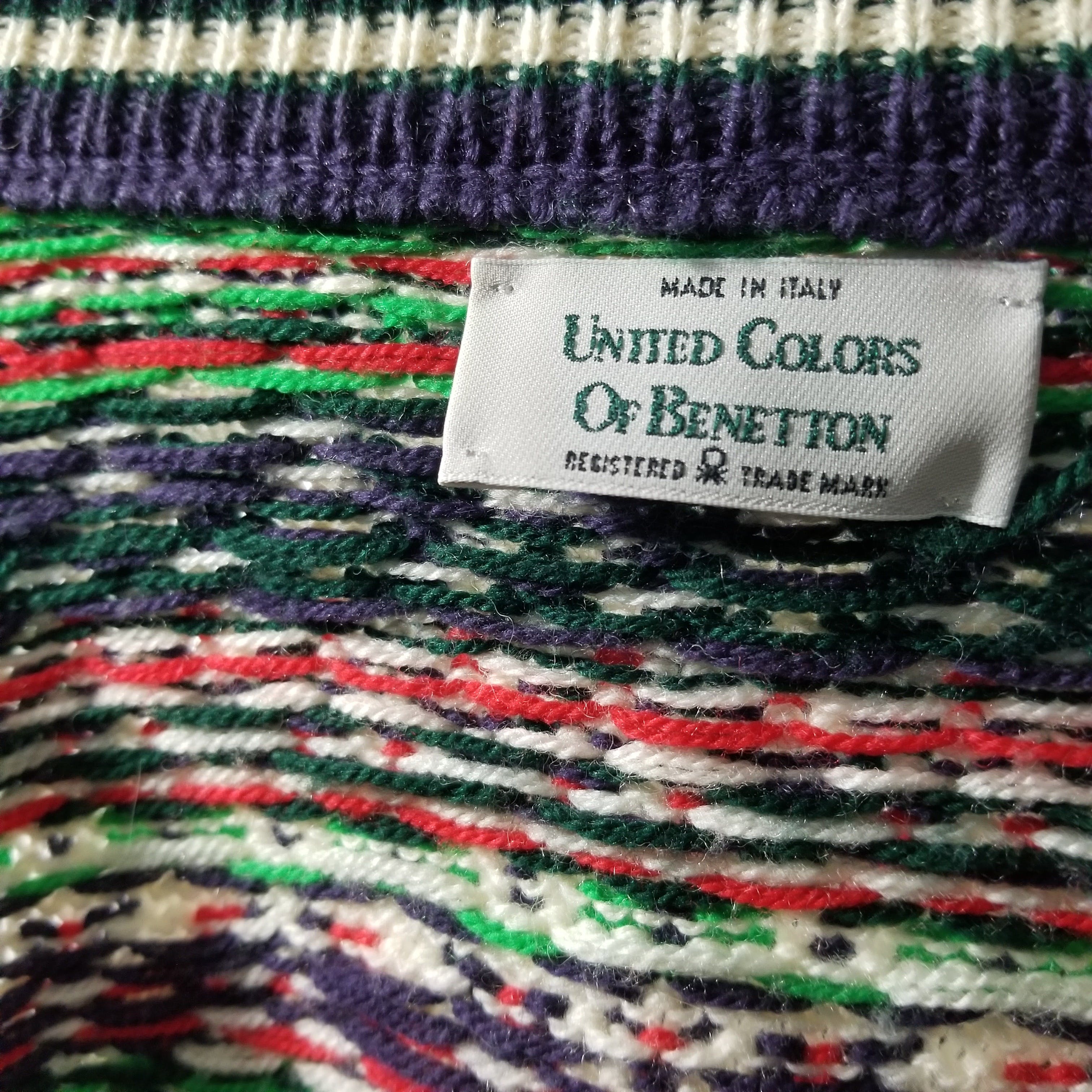 Vintage Wool Sweater Cardigan Large Italian Benetton