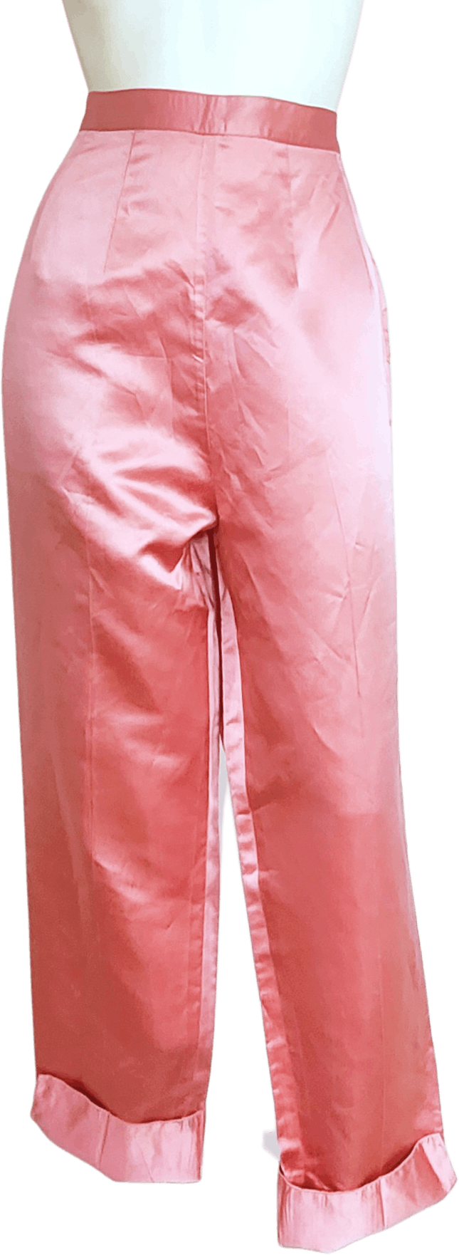 Vintage 50s Pink Silk Cigarette Pants w Satin Halter Top