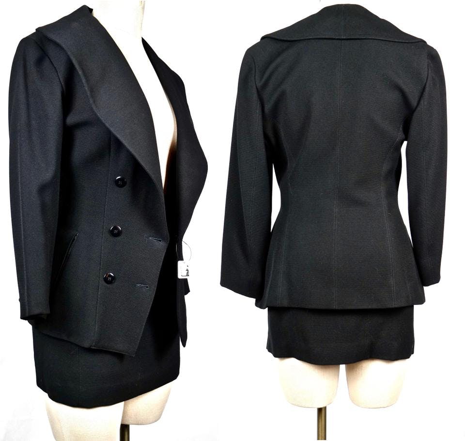 1980s Louis Féraud Black Wool Jacket & Skirt Two Piece Suit Set — Canned  Ham Vintage