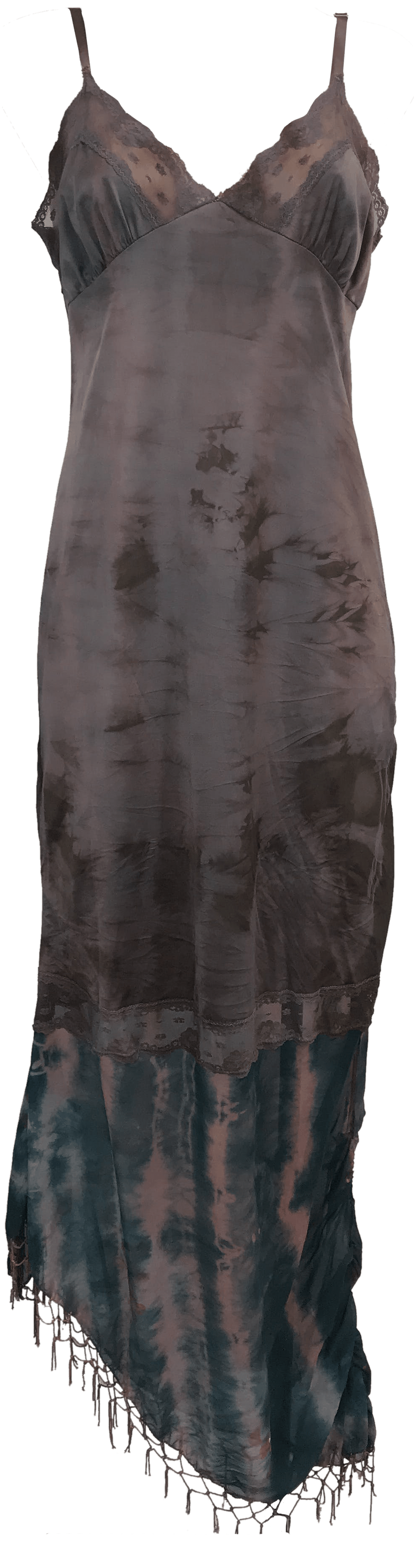 Dusty blue hand dyed vintage maxi slip dress - M