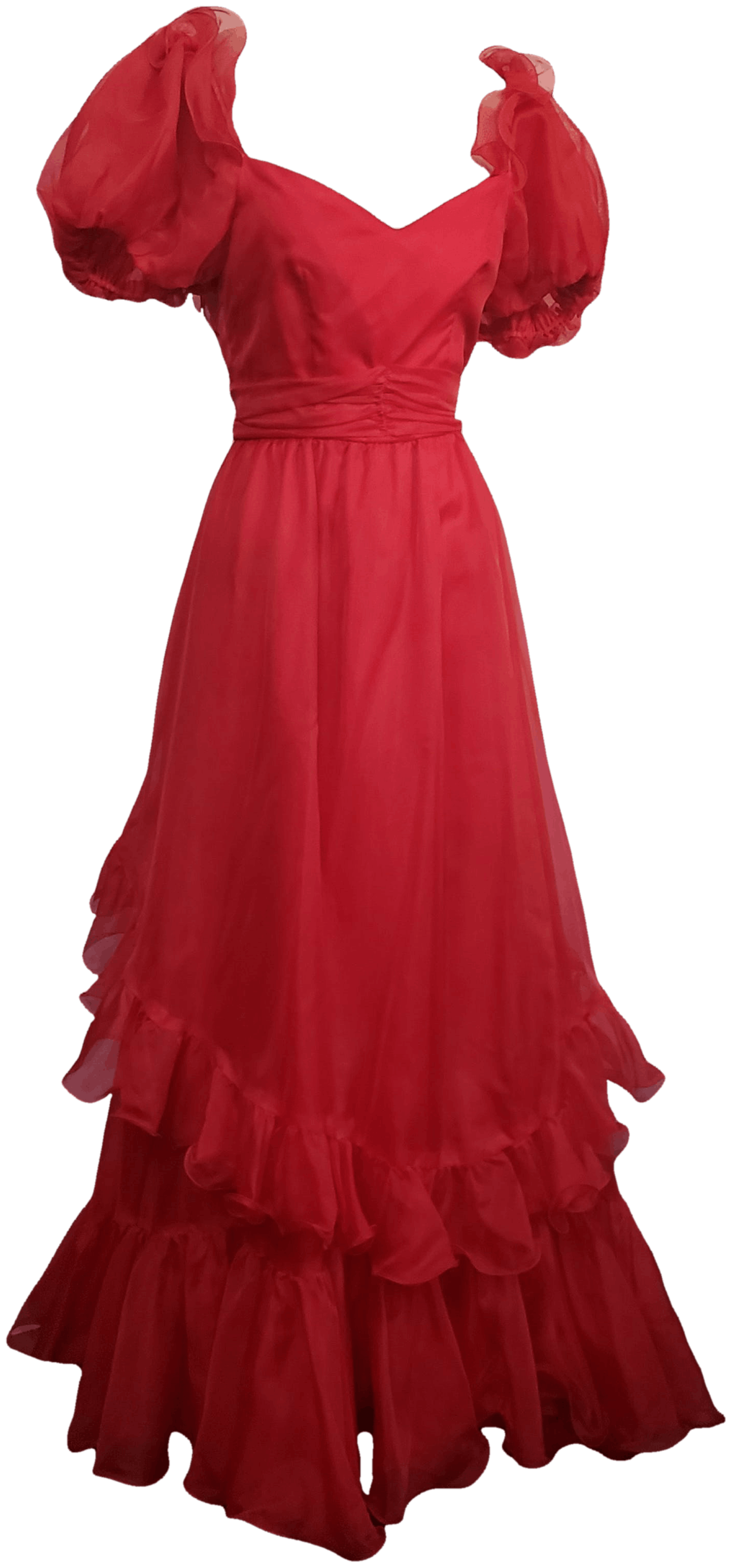 Vintage Red Chiffon Full Length Gown Shop THRILLING