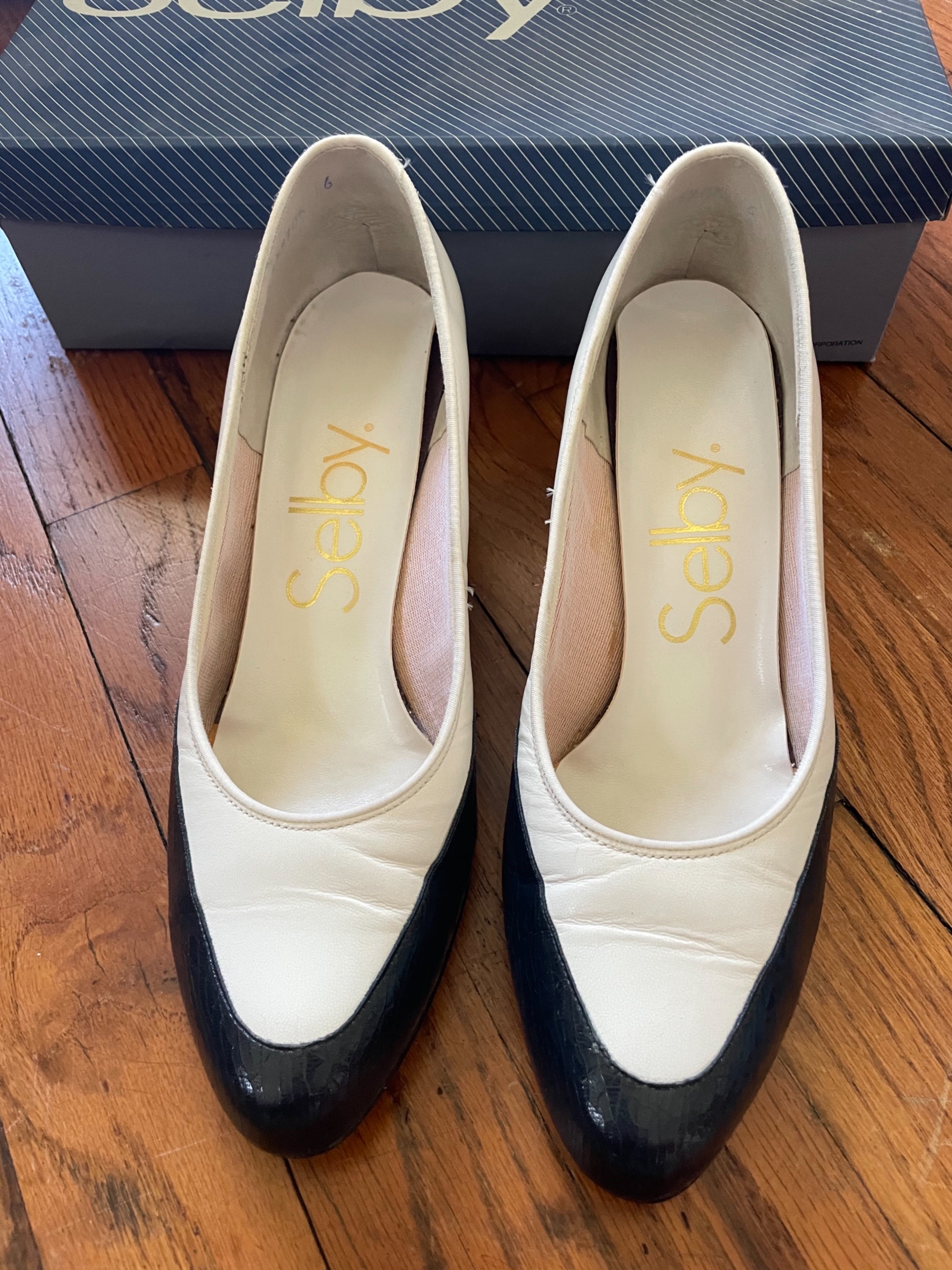Vintage 80's Navy and White Spectator Pumps by Selby | Shop THRILLING