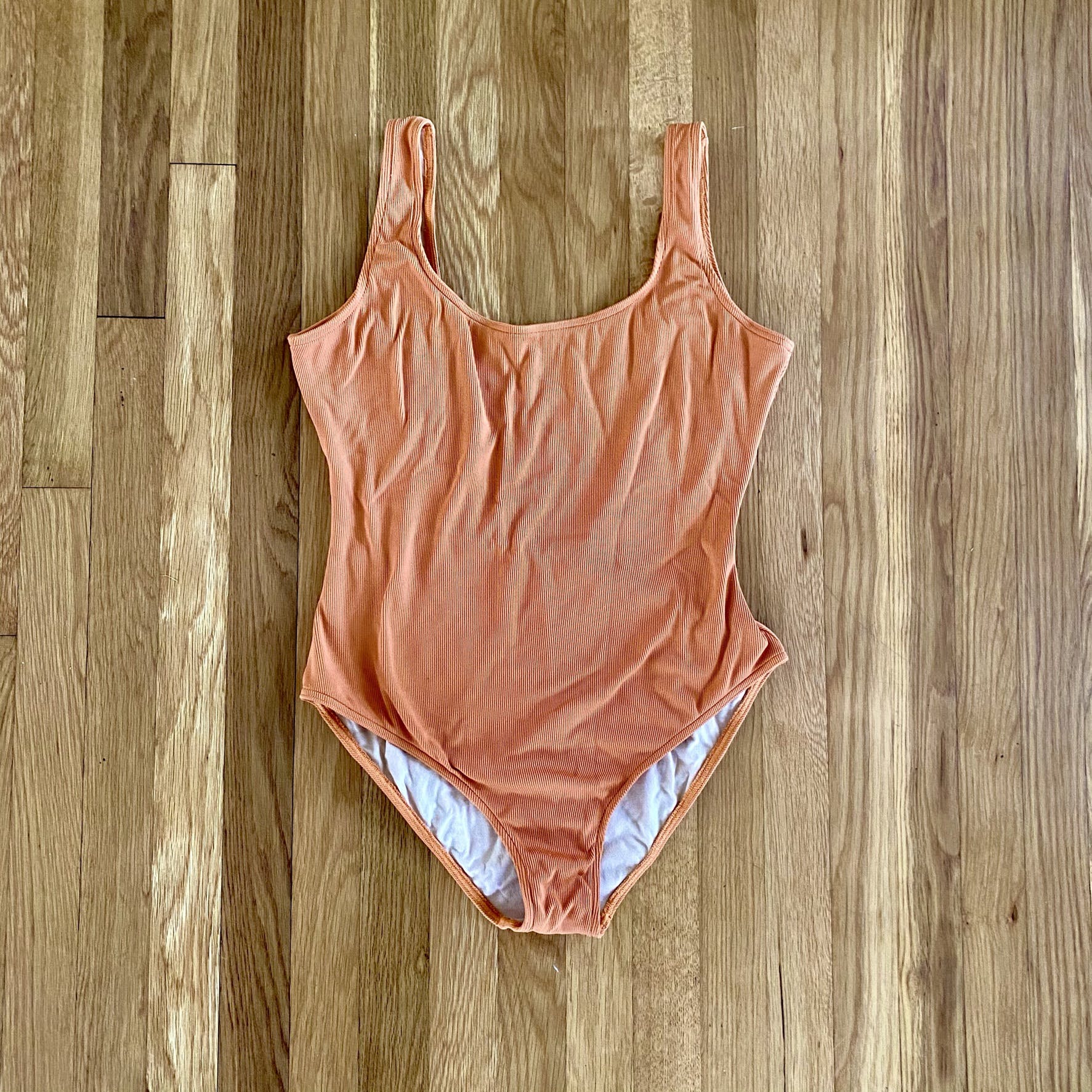 Vintage 90's Orange Ribbed Swimsuit by Sun Streak By Newport News
