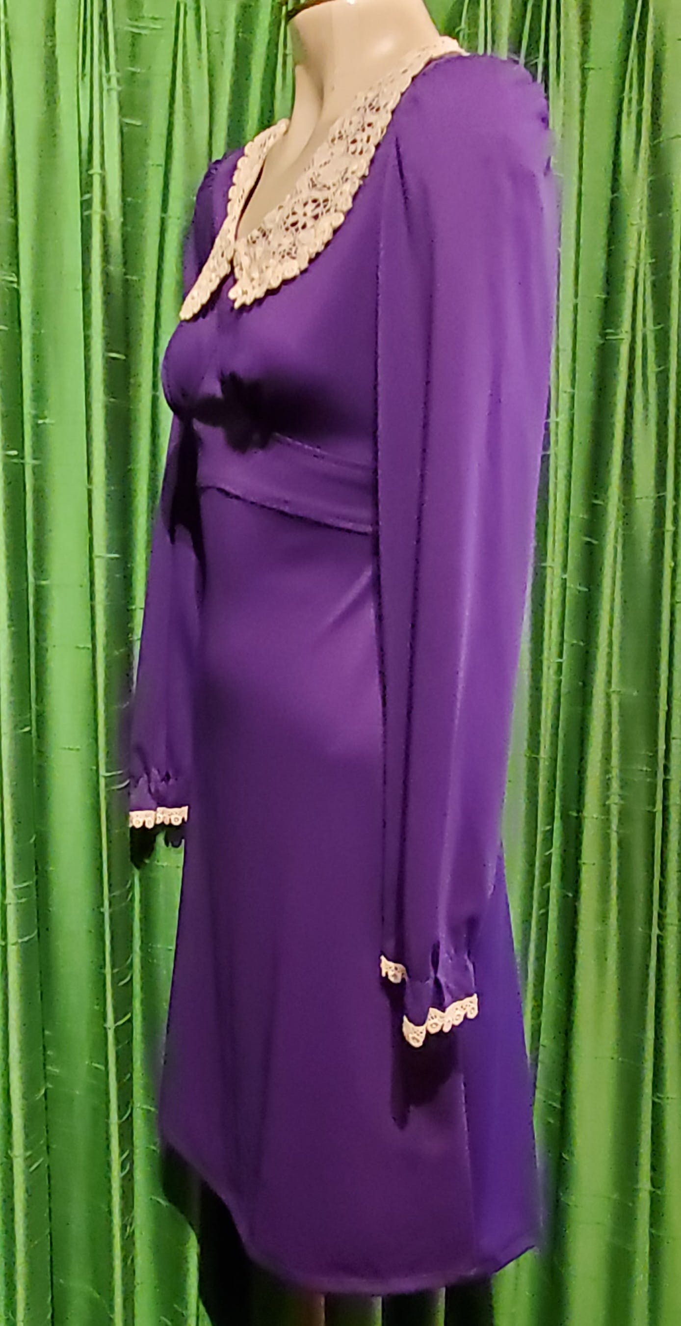 Vintage 70's Purple Babydoll Dress with Peter Pan Collar Shop THRILLING