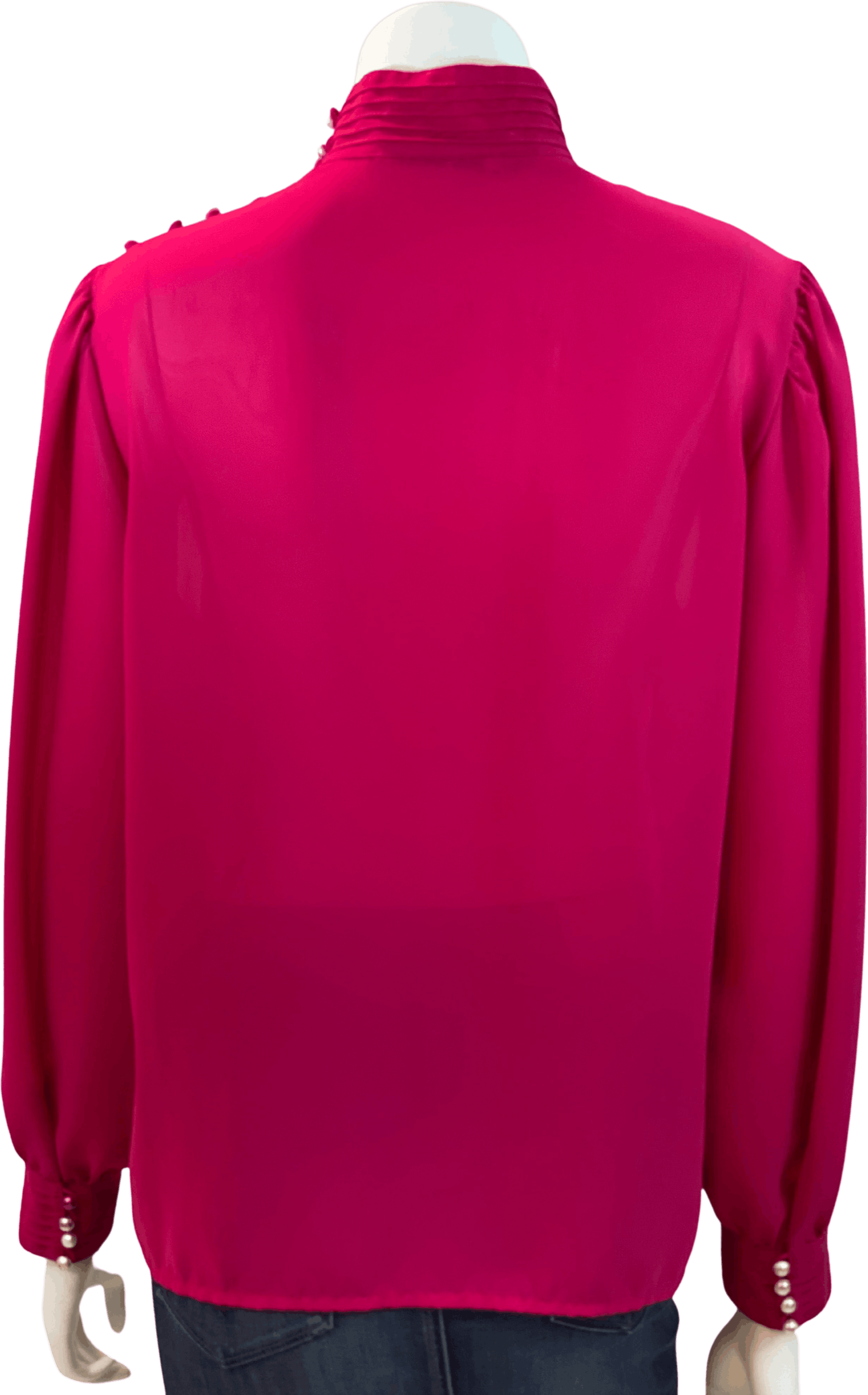 Vintage Fuchsia Pink Blouse with Pearl Buttons by Josephine Shop THRILLING