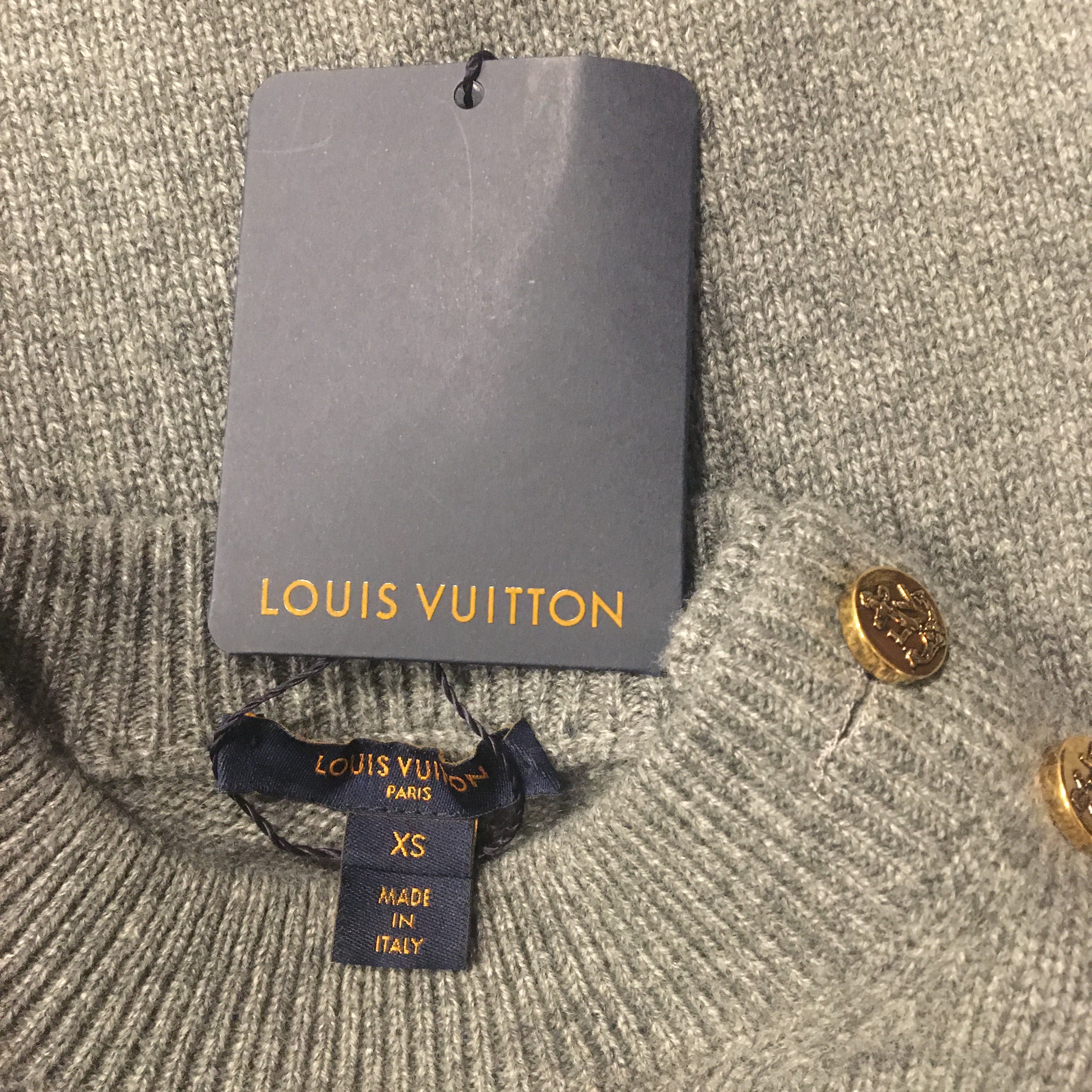 Vintage Louis Vuitton Gray Cashmere Monogram Sweater By Louis