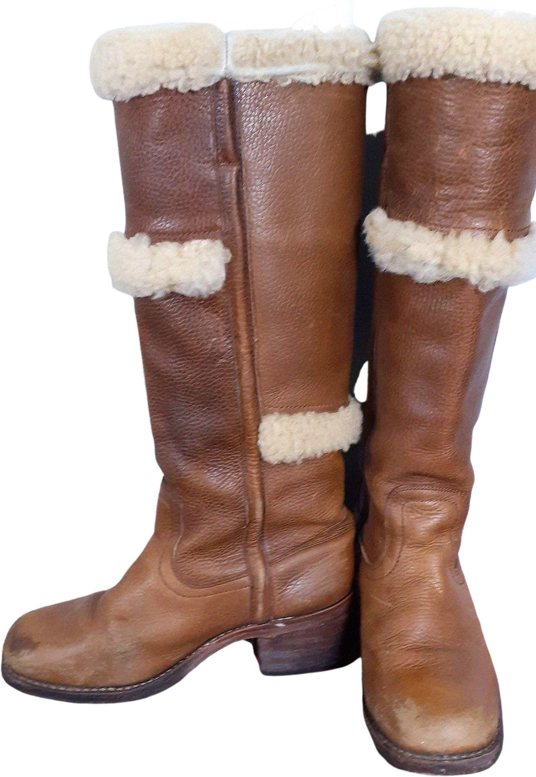 Vintage 70s Rare Frye Shearling Trimmed Lined Campus Boots By