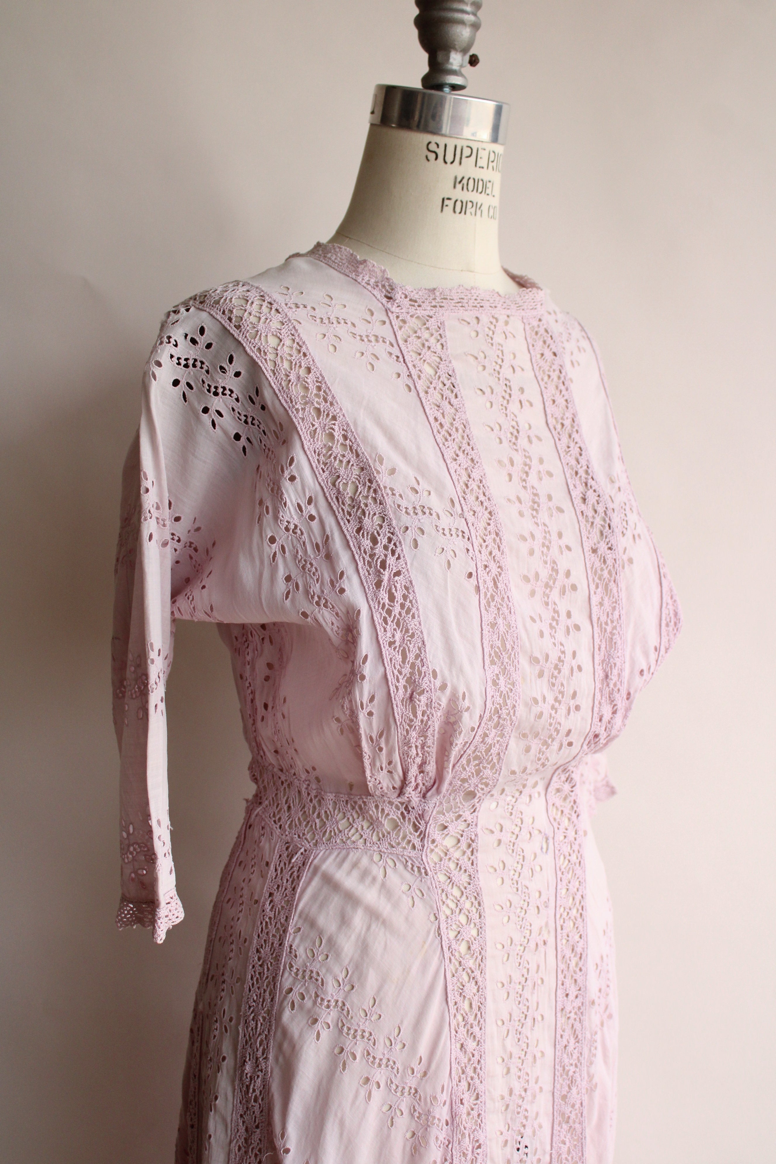 Vintage 10s/Edwardian Lavender Cotton Dress