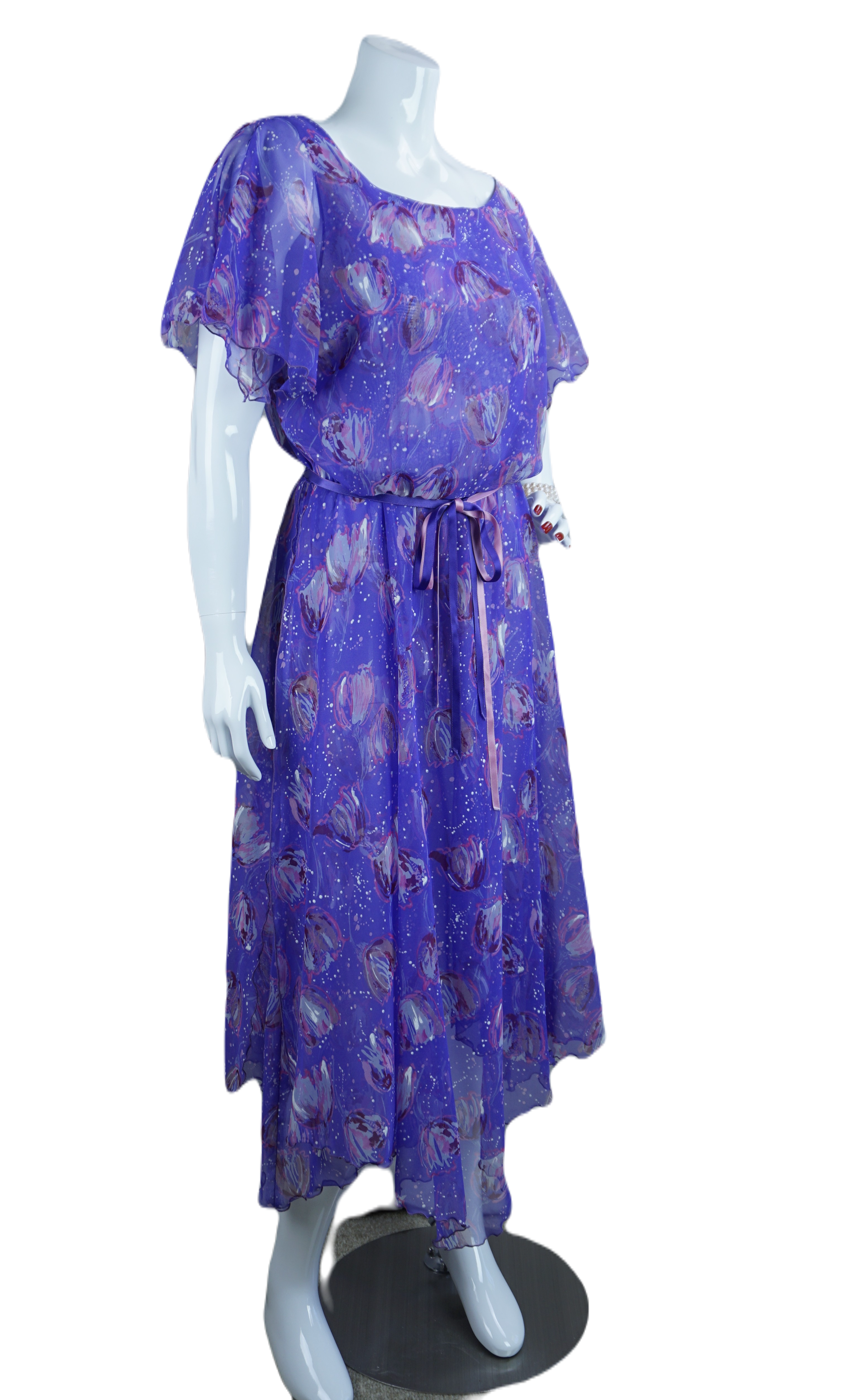 Retro Purple Halter Chiffon Long Vacation Dress Birthday Dress cc3054