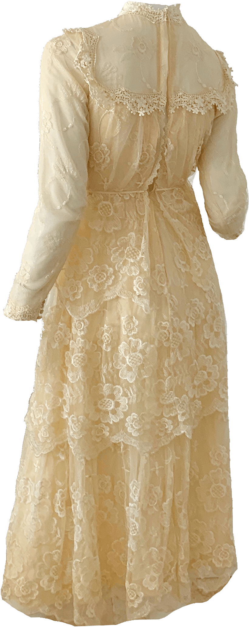 Vintage 70s Ivory Lace Cottagecore Victorian Wedding Dress Shop Thrilling 3770