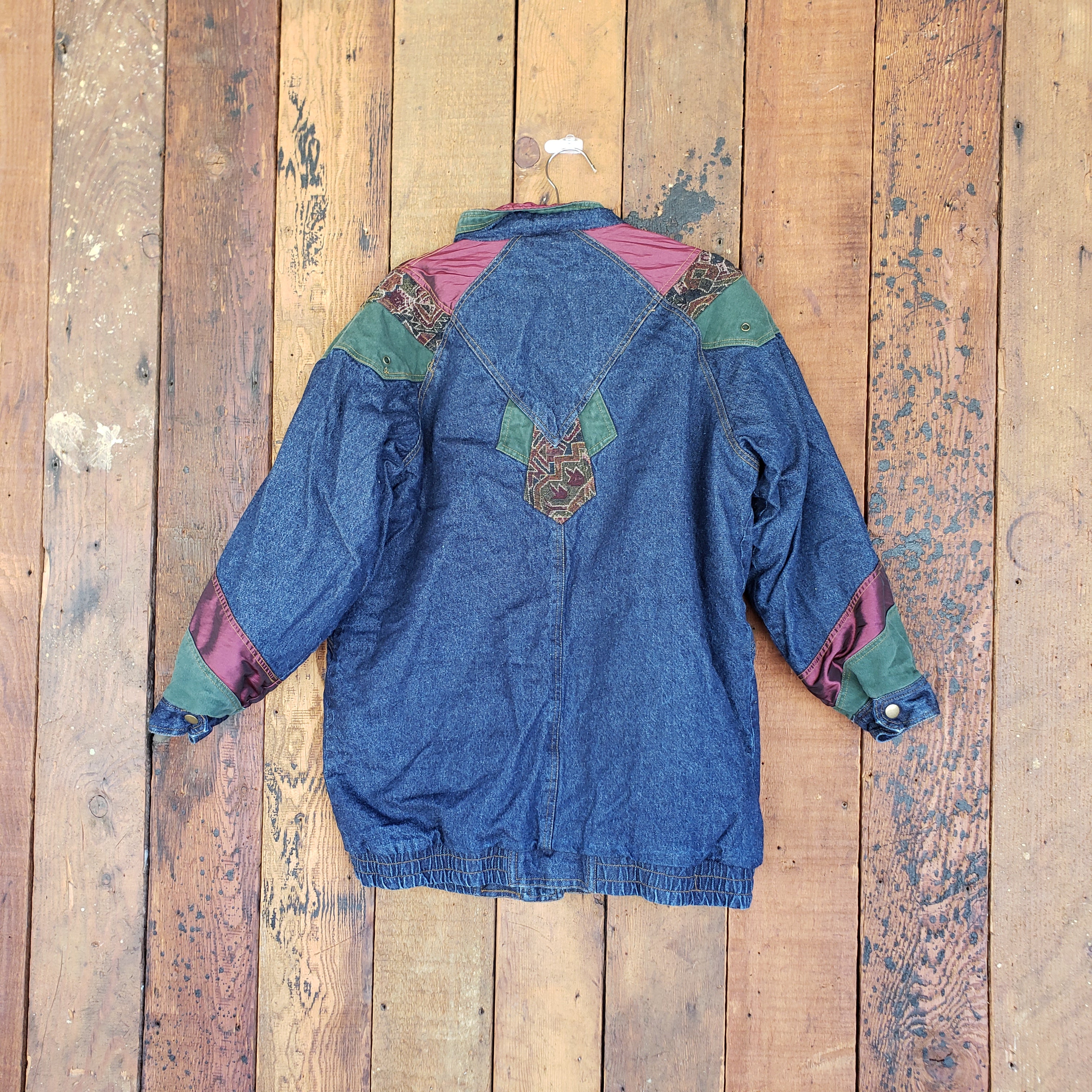 Vintage 90s Does 70s Patchwork Denim Jacket // Velvet Floral 