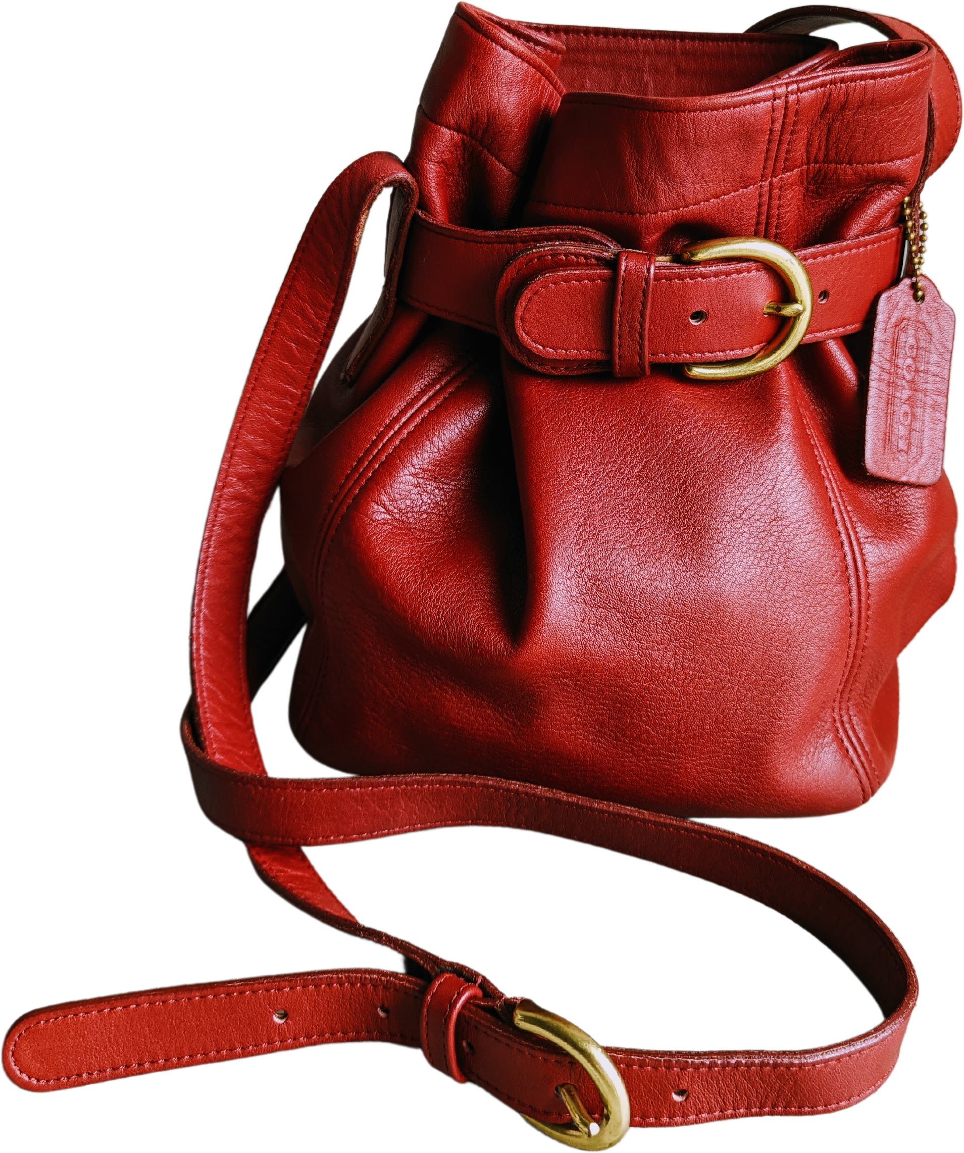 Vintage Coach Soho 4166 Buckle Red Leather Hobo Bag 1990s USA