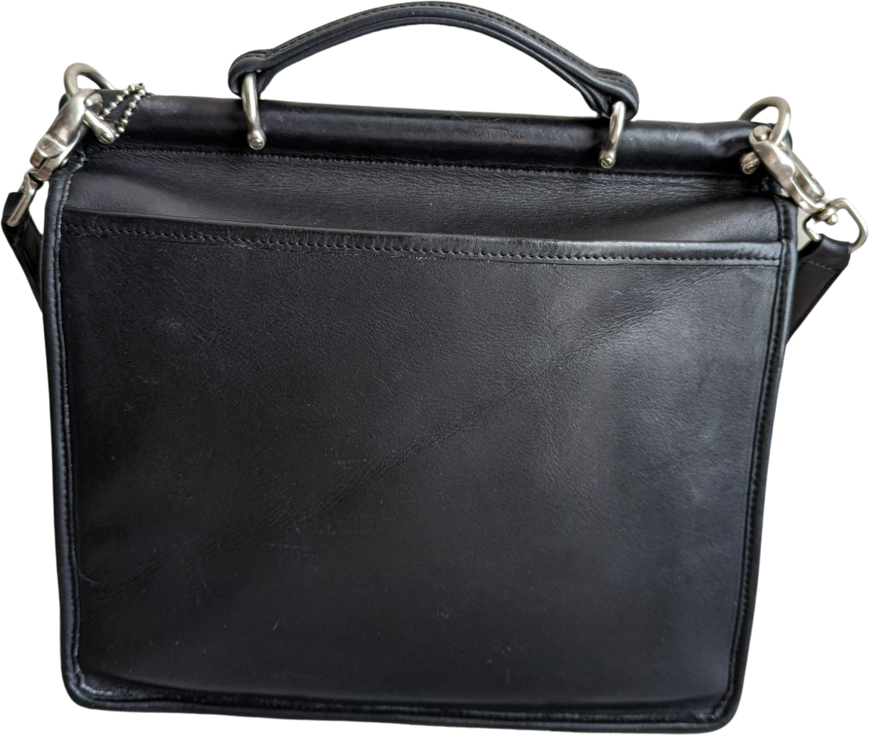 Vintage 1990s COACH Black Leather Shoulder Bag / Flap - Made in USA +Fast  Ship!