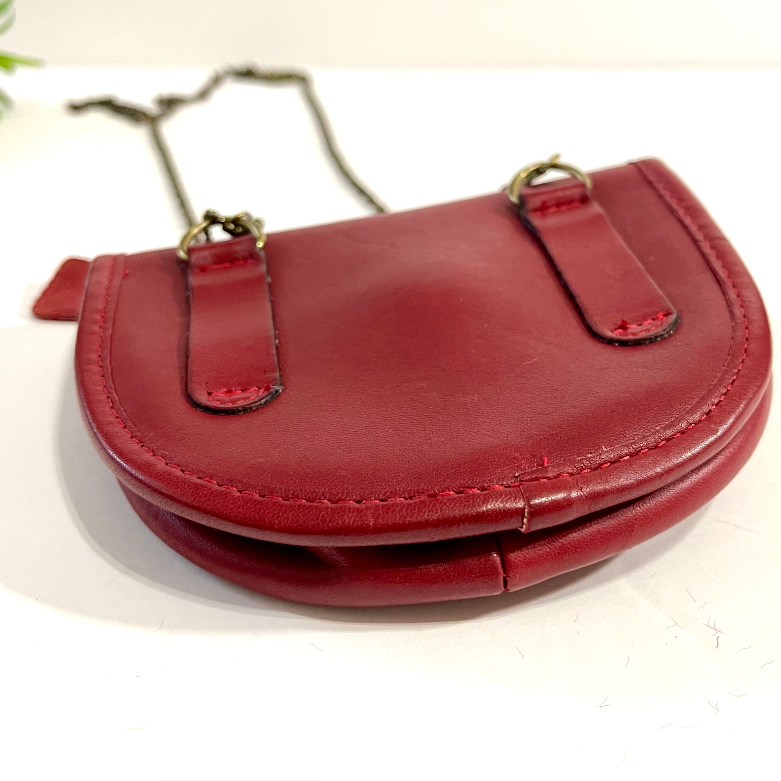 Vintage Coach Mini Bag Belt Bag With Spring Lock Red Leather -  UK
