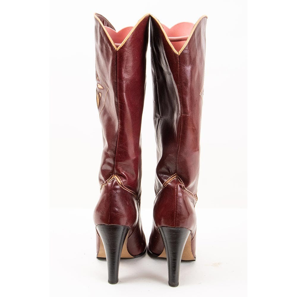 Vintage 70’s Knee High Leather Stacked Heel Boots by Caressa | Shop ...
