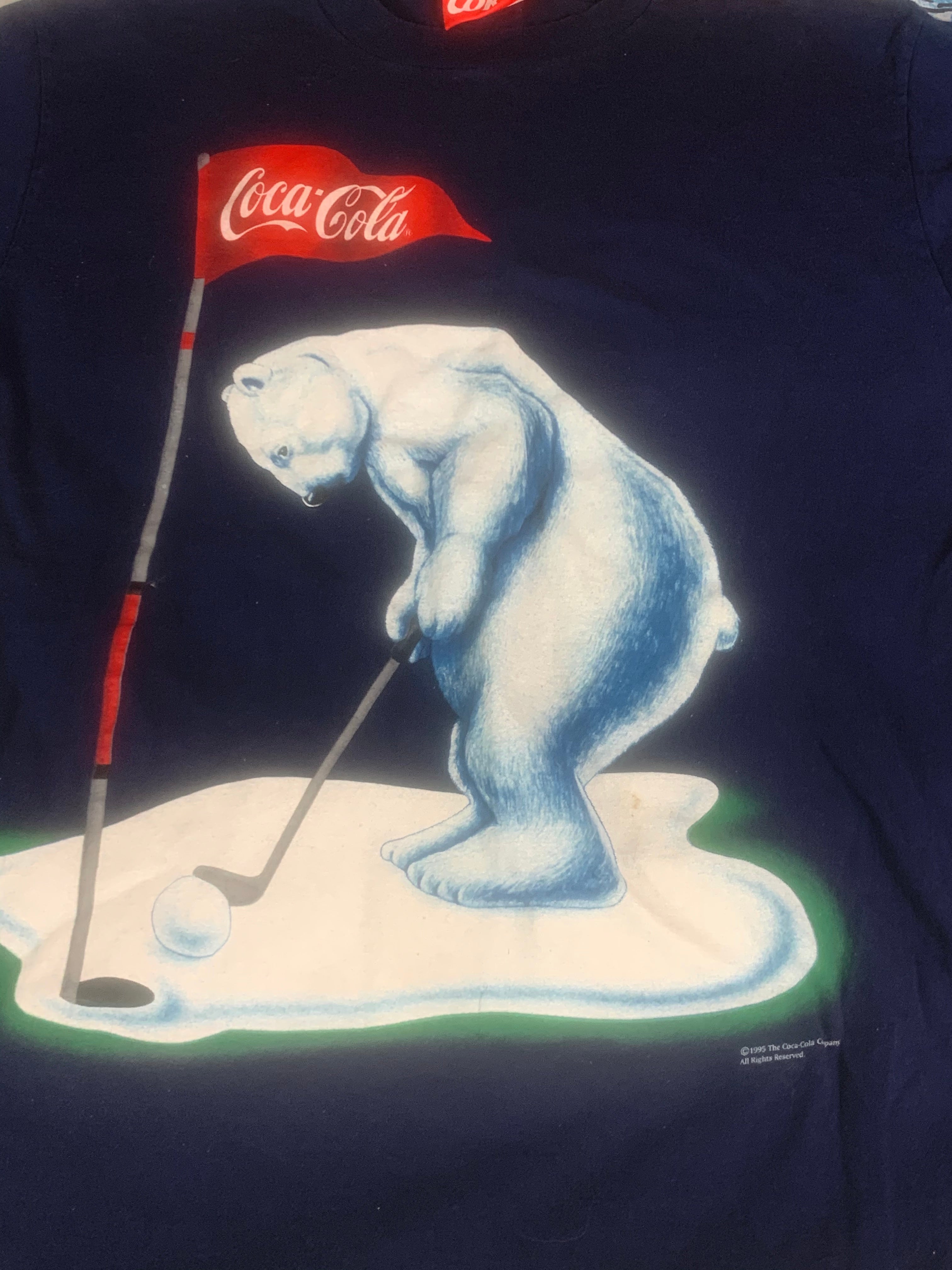 Vintage 90s Mens Coca Cola Bear Golf T-shirt By Coca Cola Shop